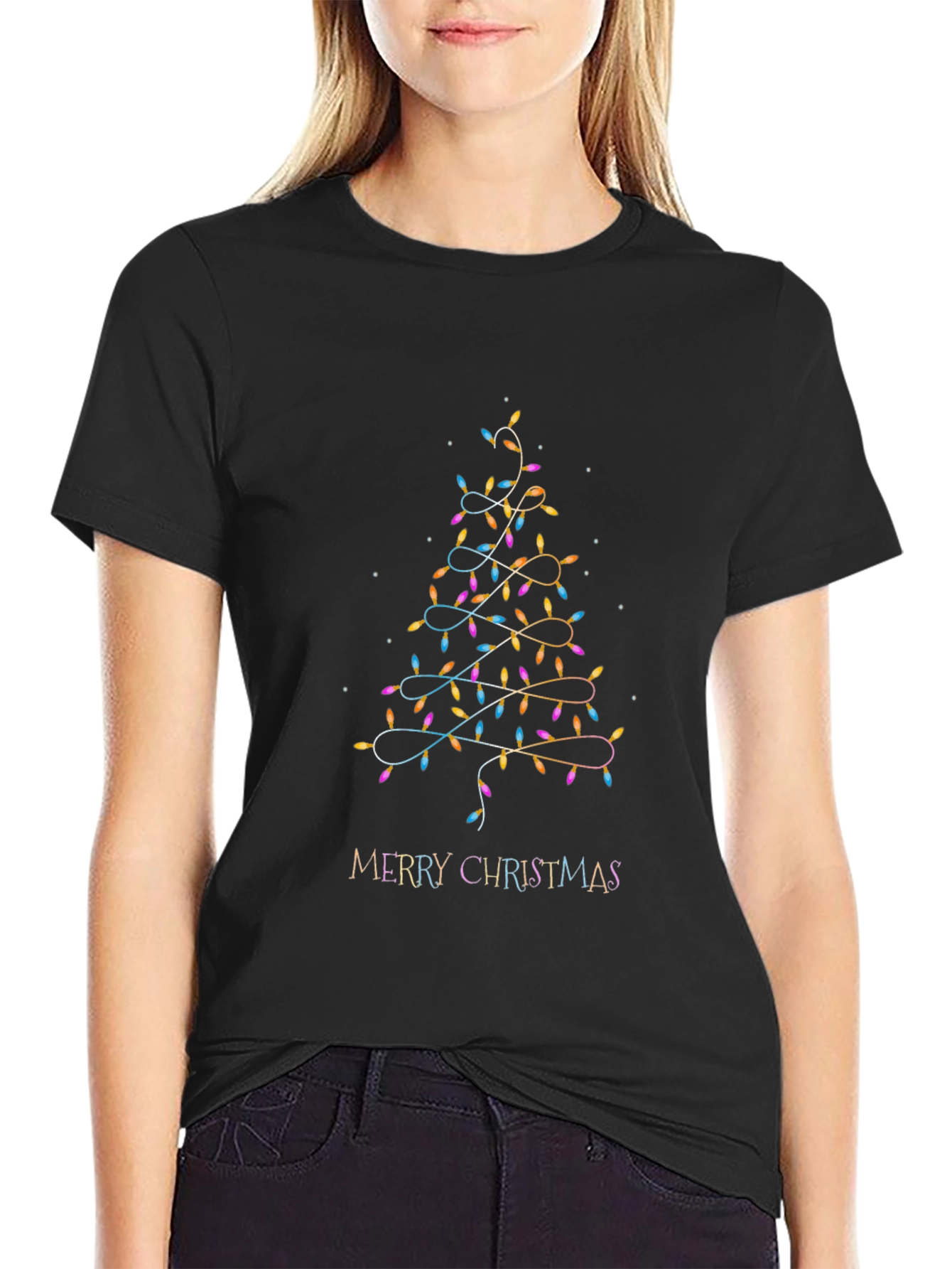 Festive Christmas Tree Lights Graphic Tee