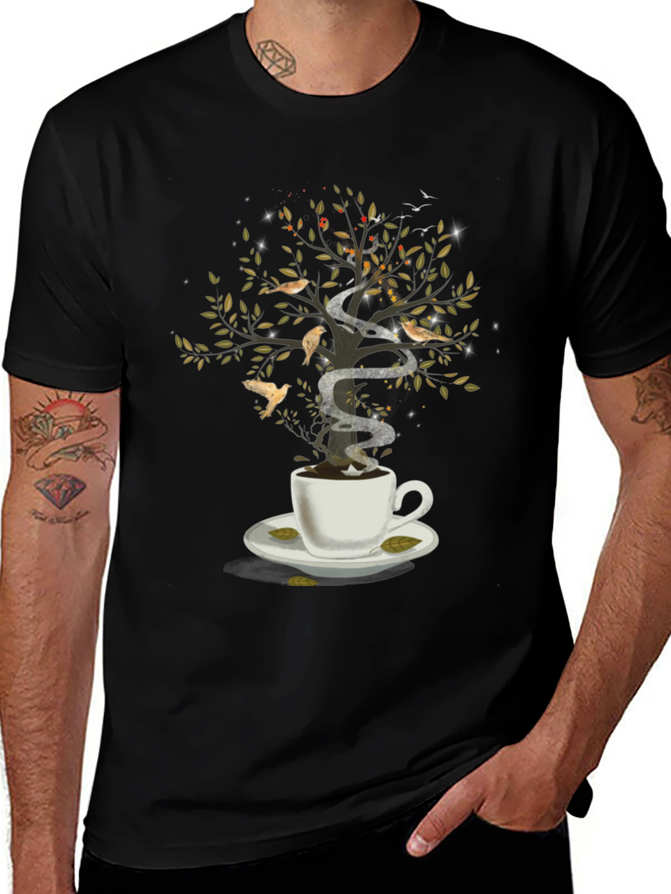 Coffee Cup Tree T-Shirt - Nature and Coffee Lovers