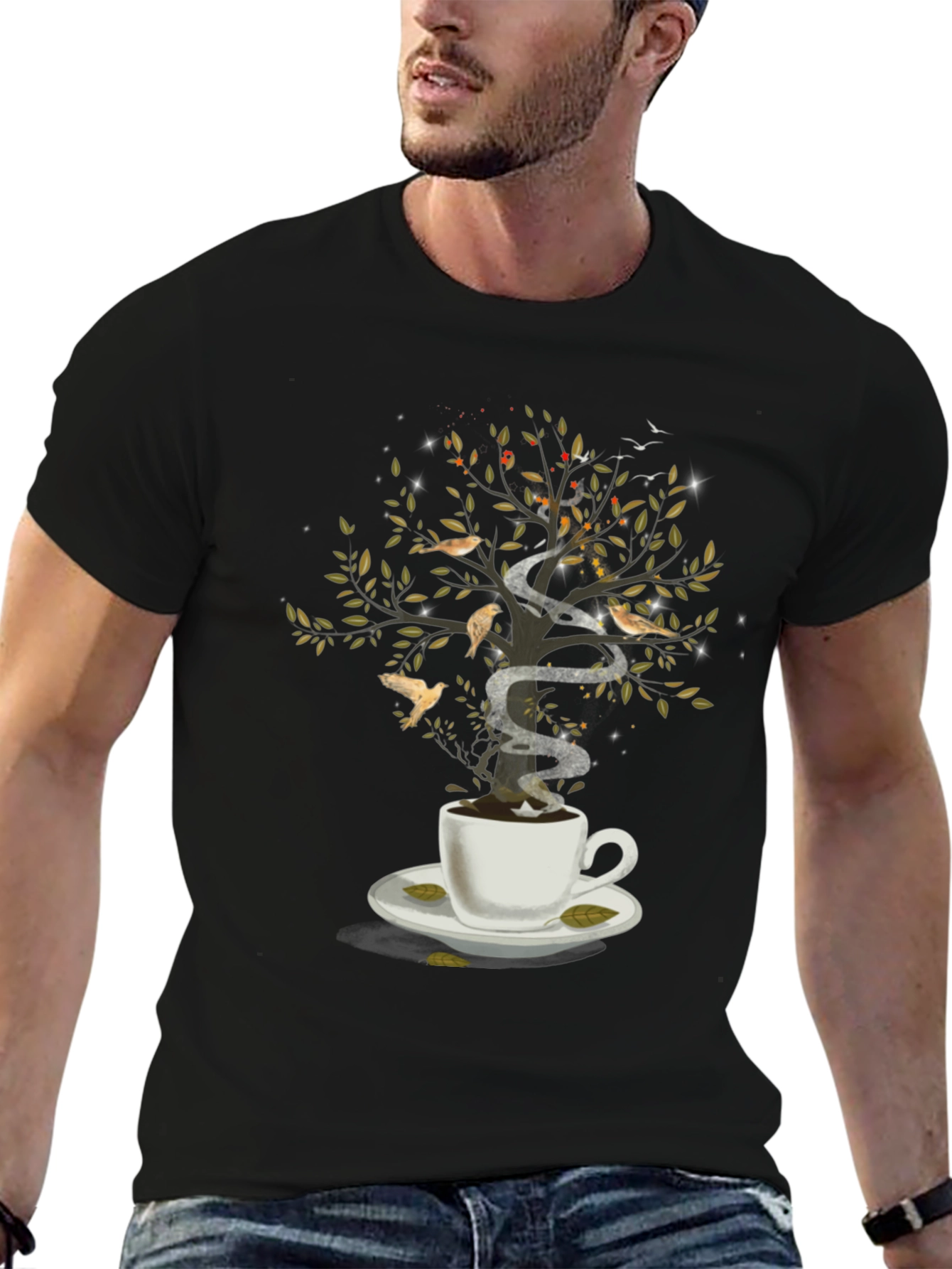 Coffee Cup Tree T-Shirt - Nature and Coffee Lovers