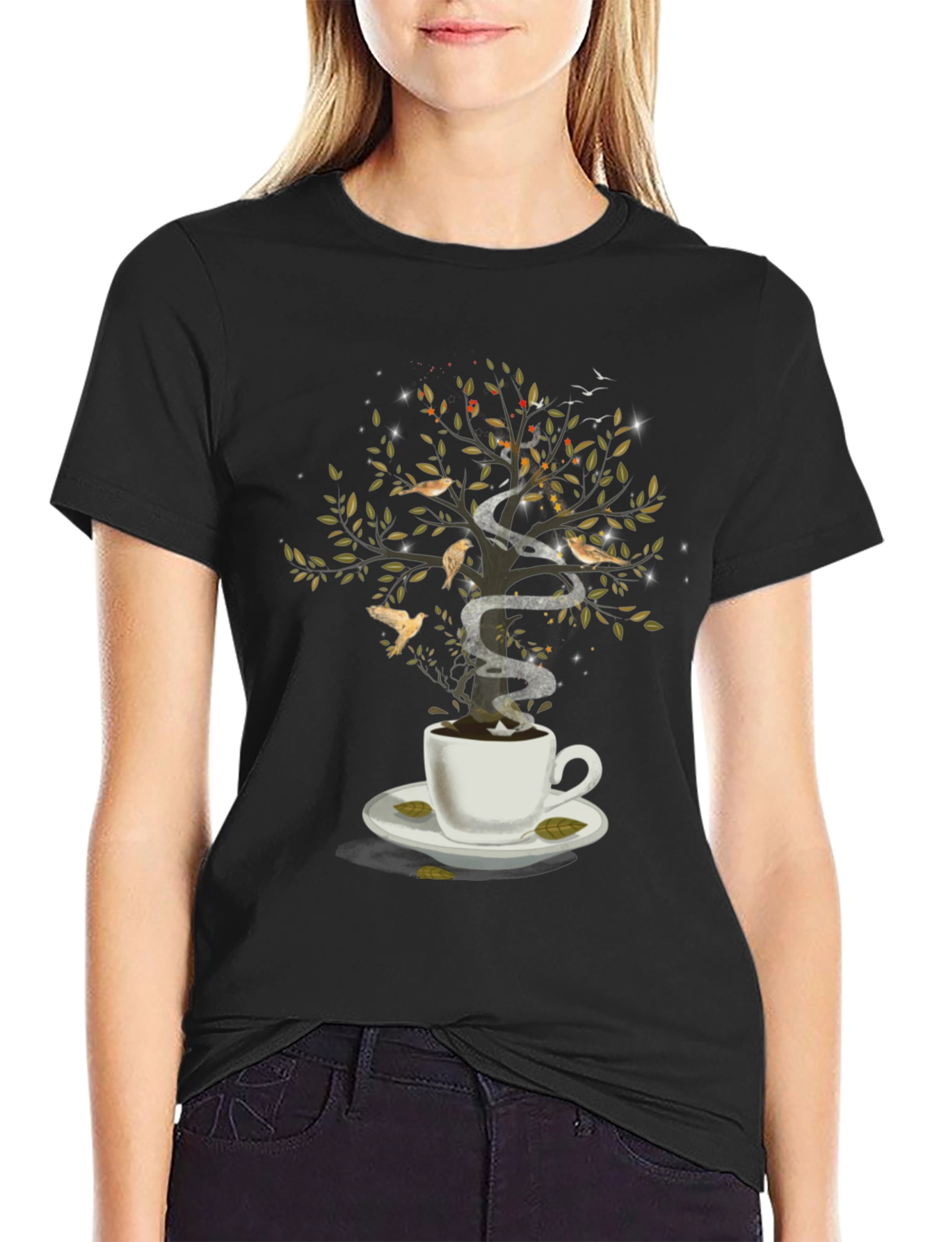 Coffee Cup Tree T-Shirt - Nature and Coffee Lovers