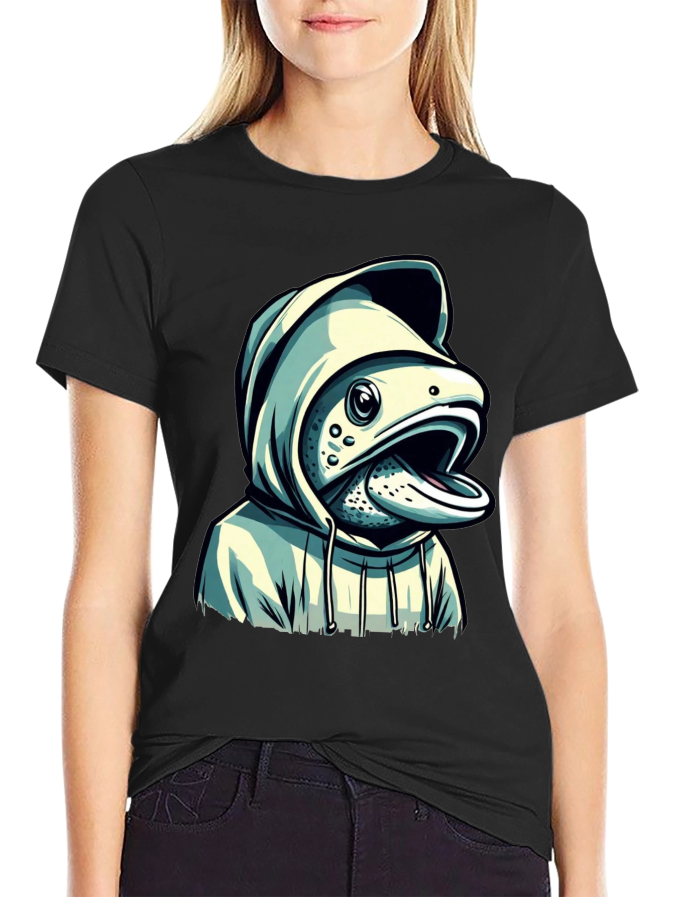 Hooded Fish Graphic T-Shirt