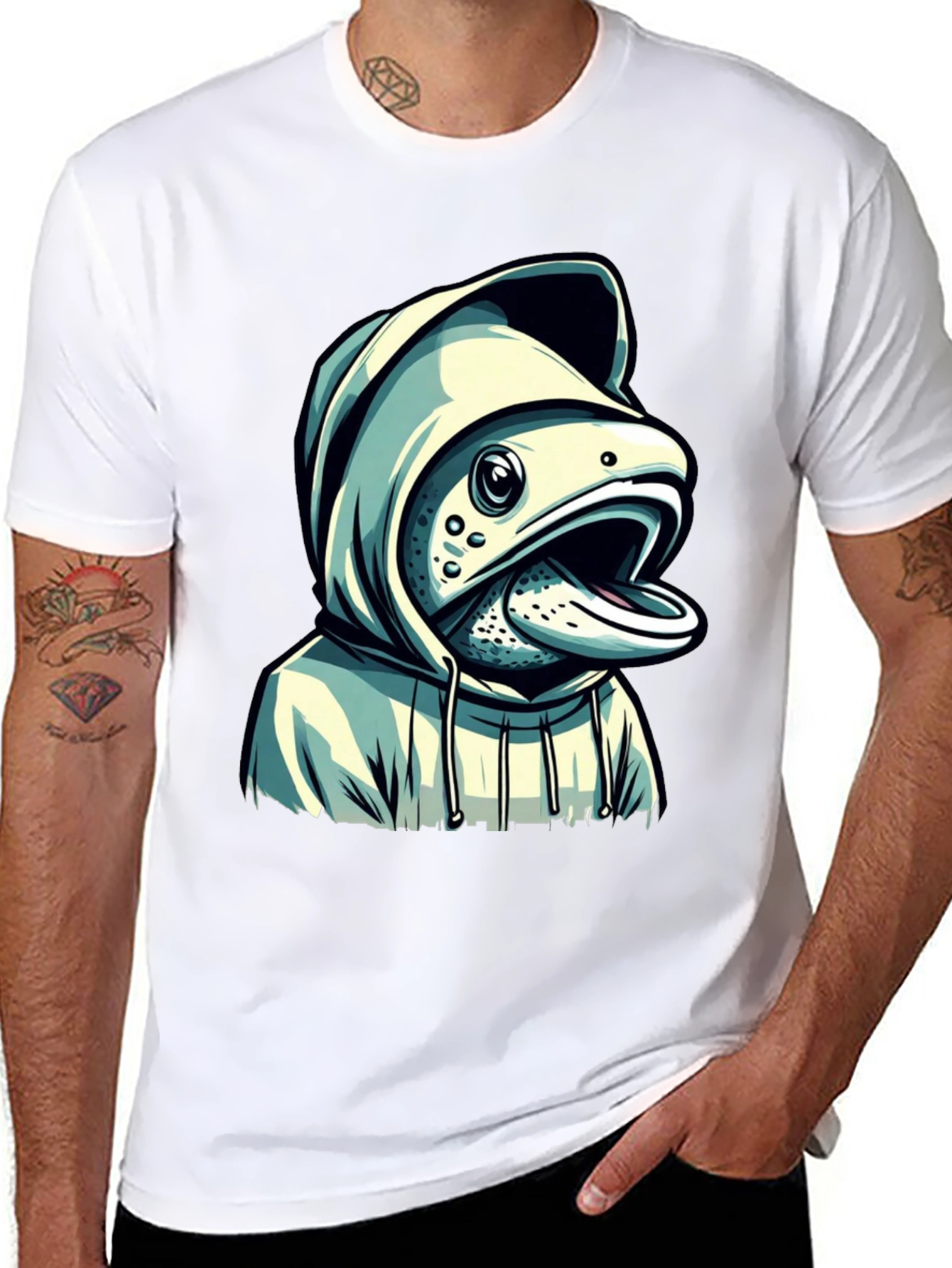 Hooded Fish Graphic T-Shirt
