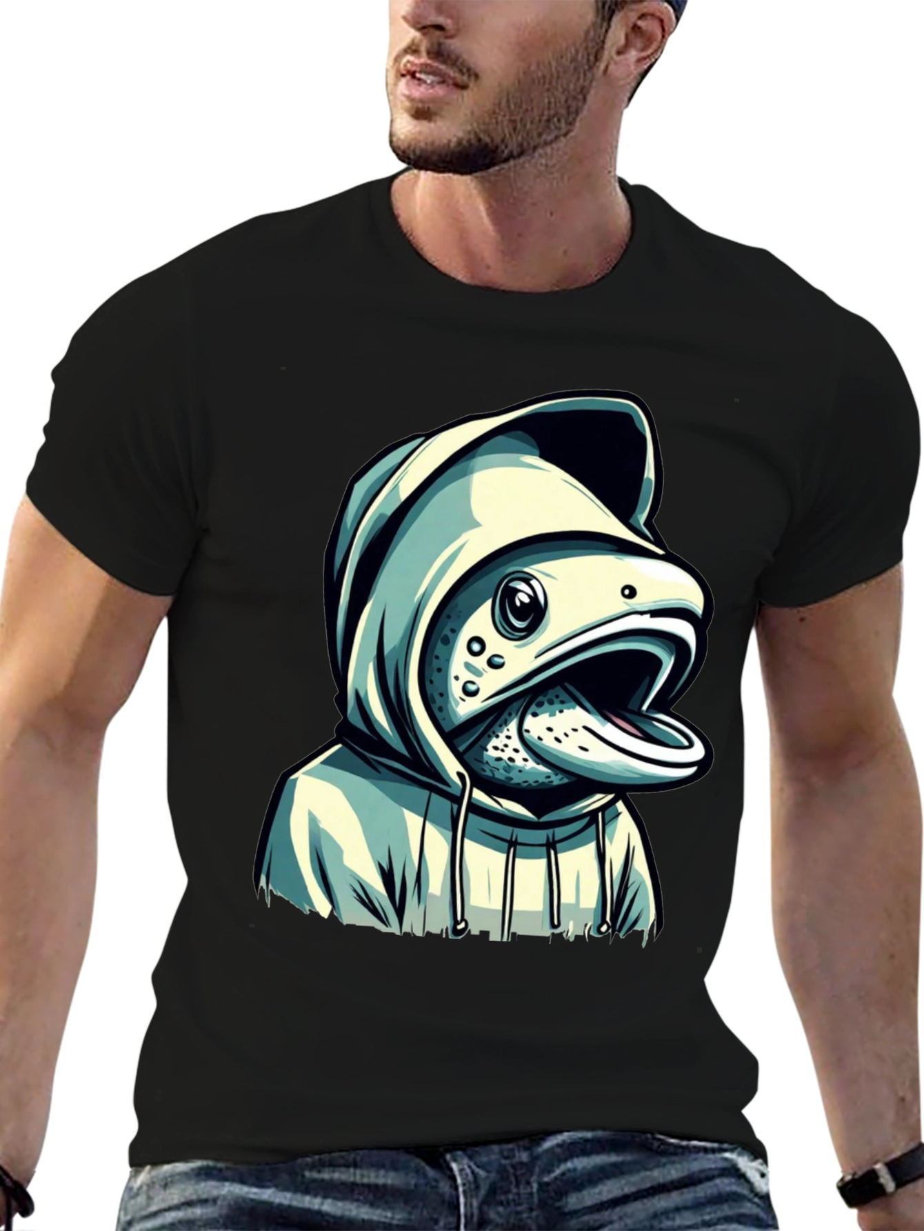 Hooded Fish Graphic T-Shirt