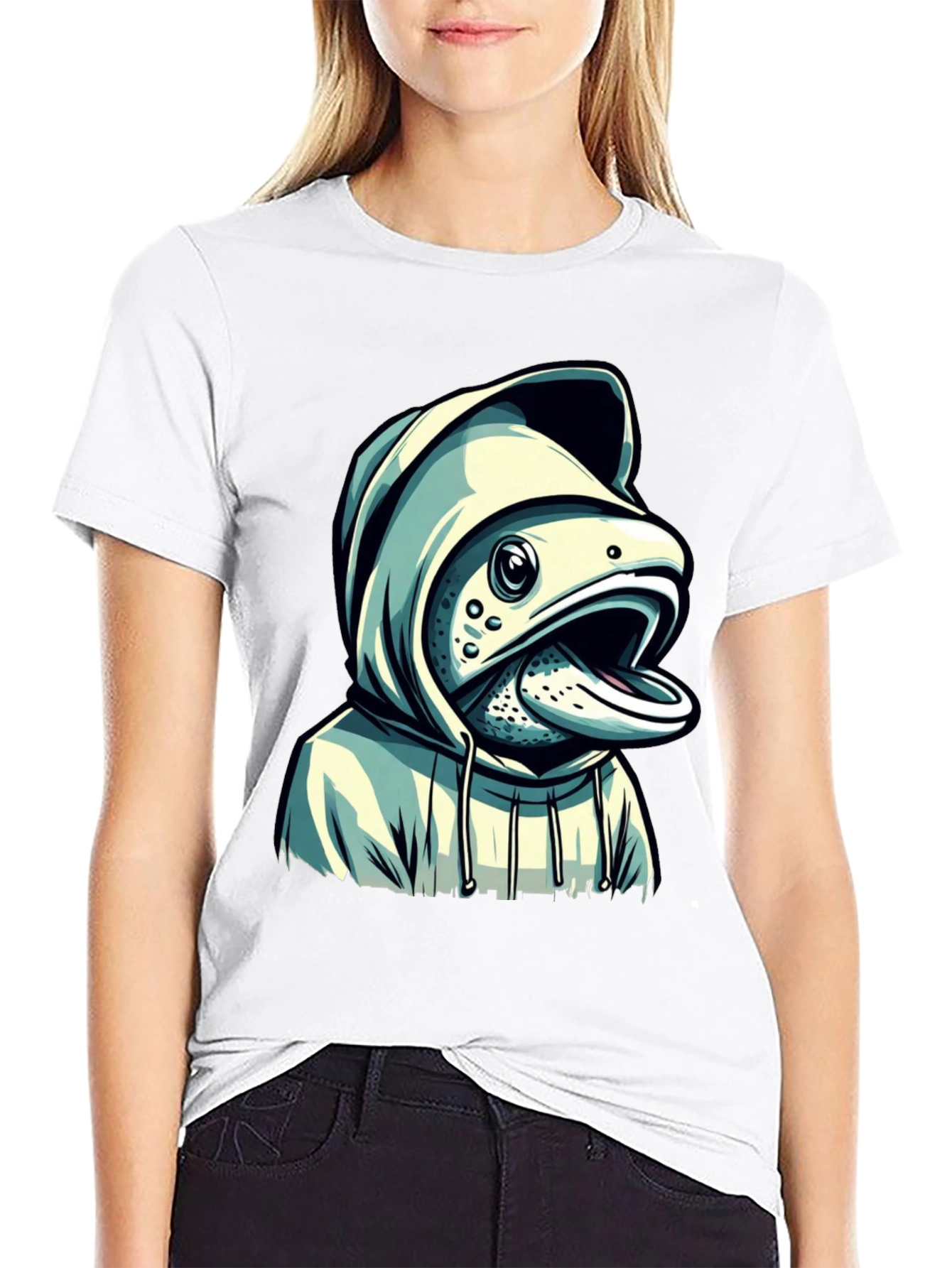 Hooded Fish Graphic T-Shirt