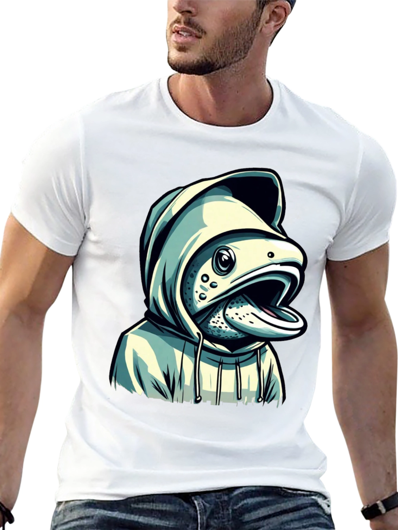 Hooded Fish Graphic T-Shirt