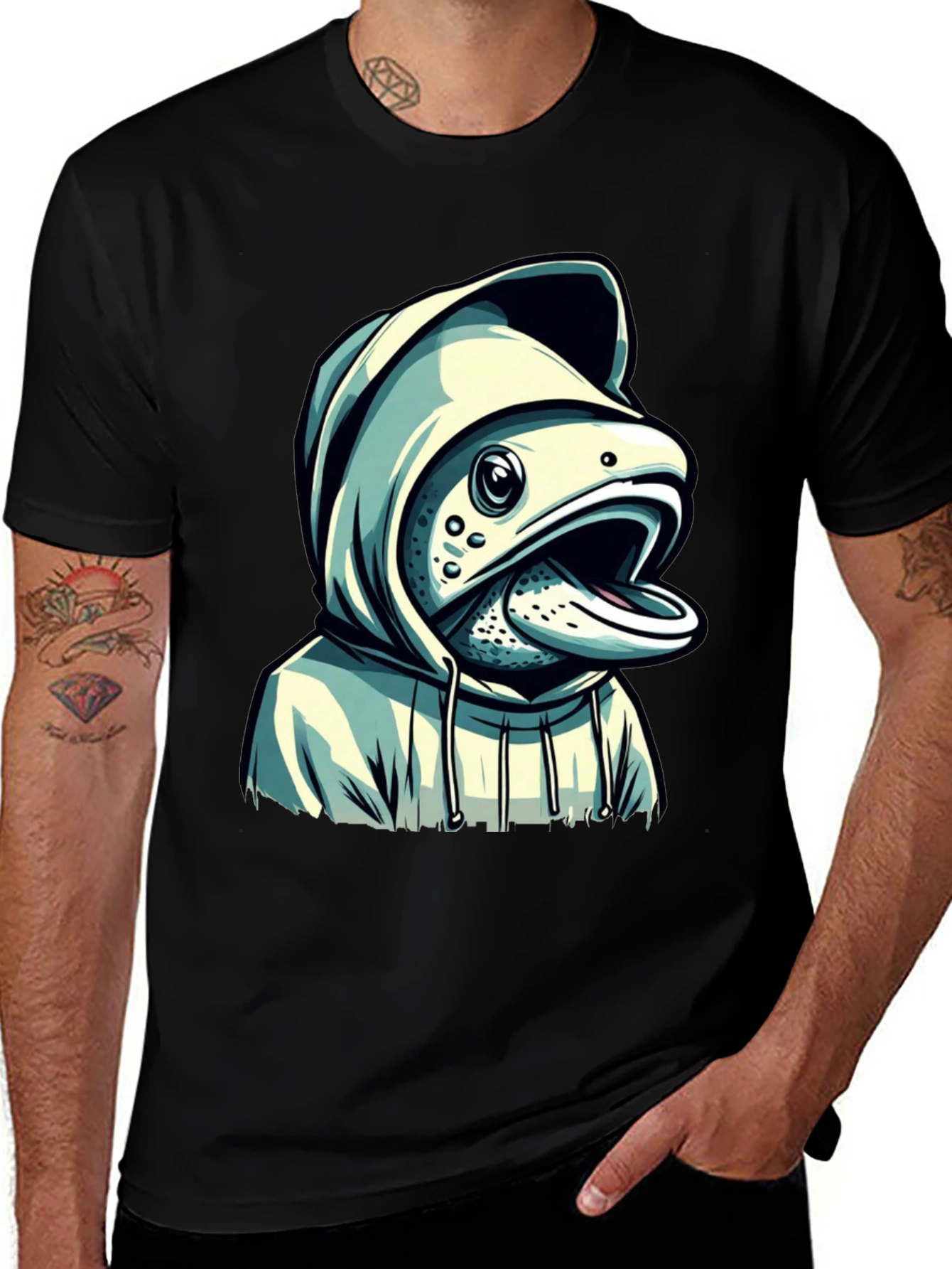 Hooded Fish Graphic T-Shirt