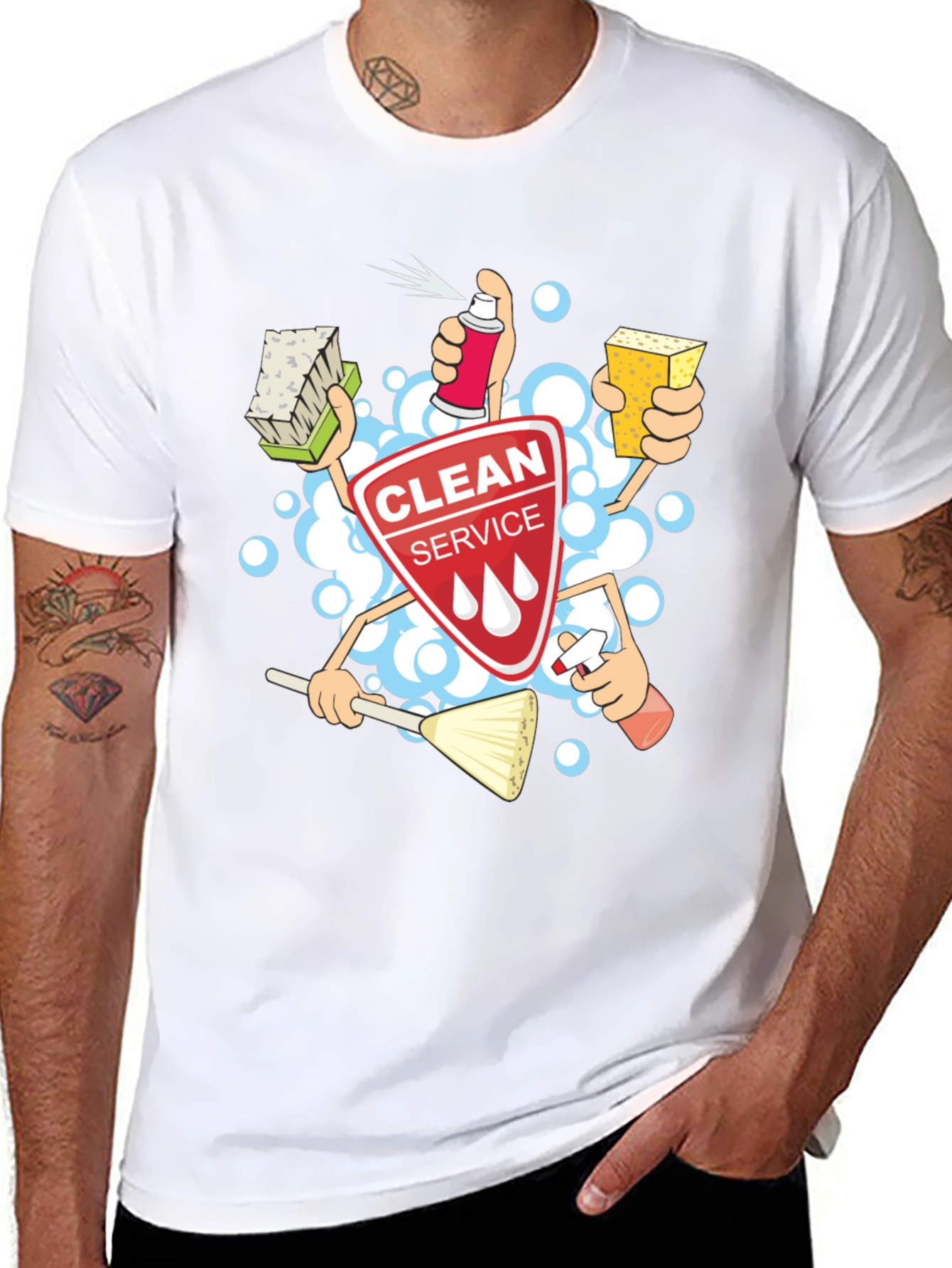 Clean Service T-Shirt - Cartoon Design