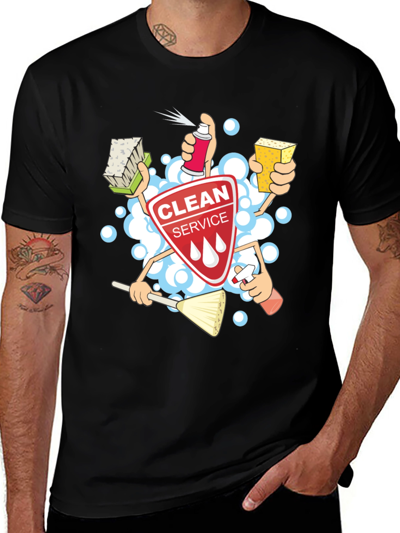 Clean Service T-Shirt - Cartoon Design
