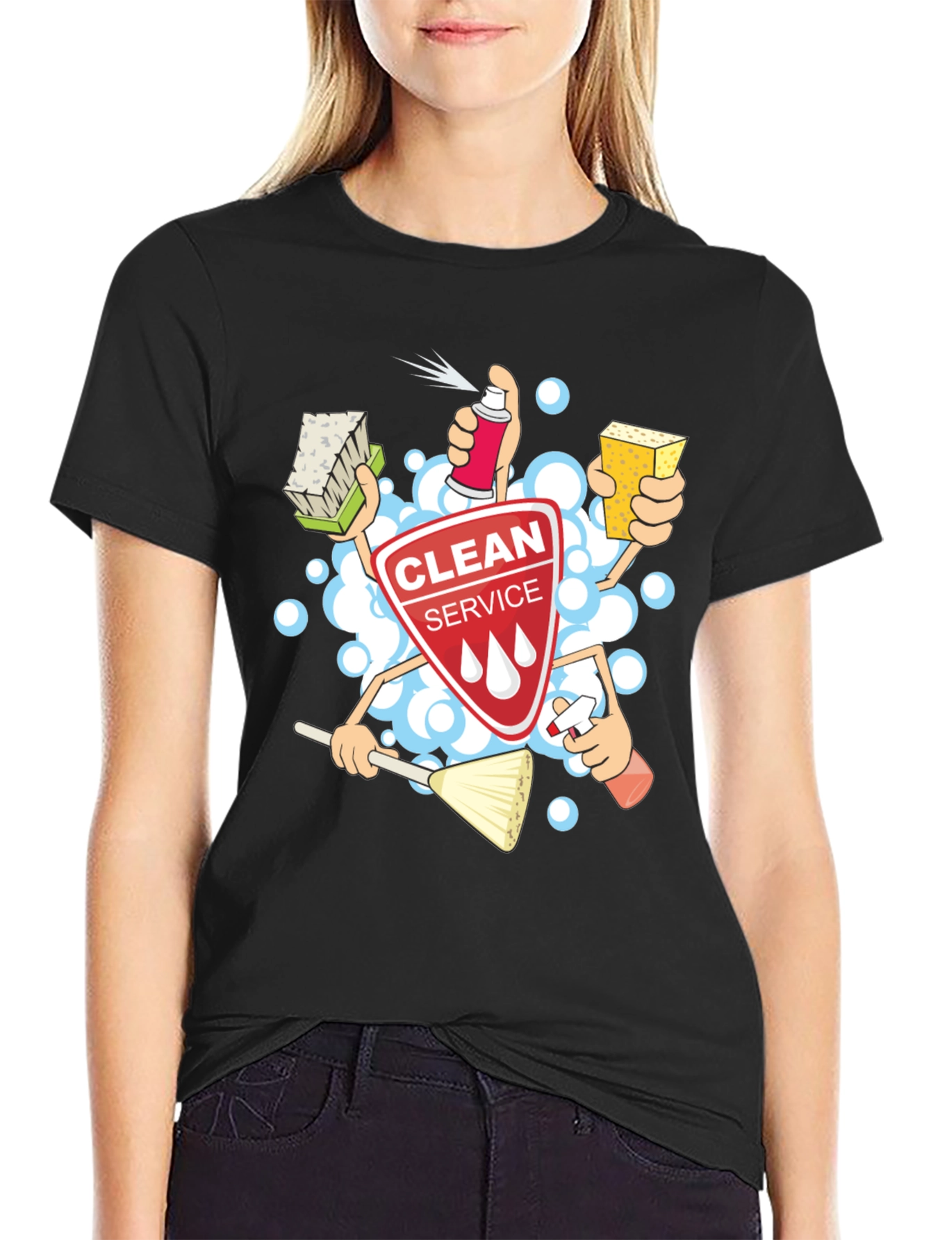Clean Service T-Shirt - Cartoon Design