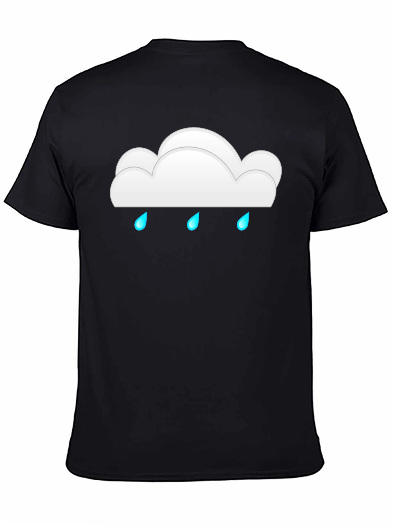 Cloud Raindrop Graphic Print Black T-Shirt