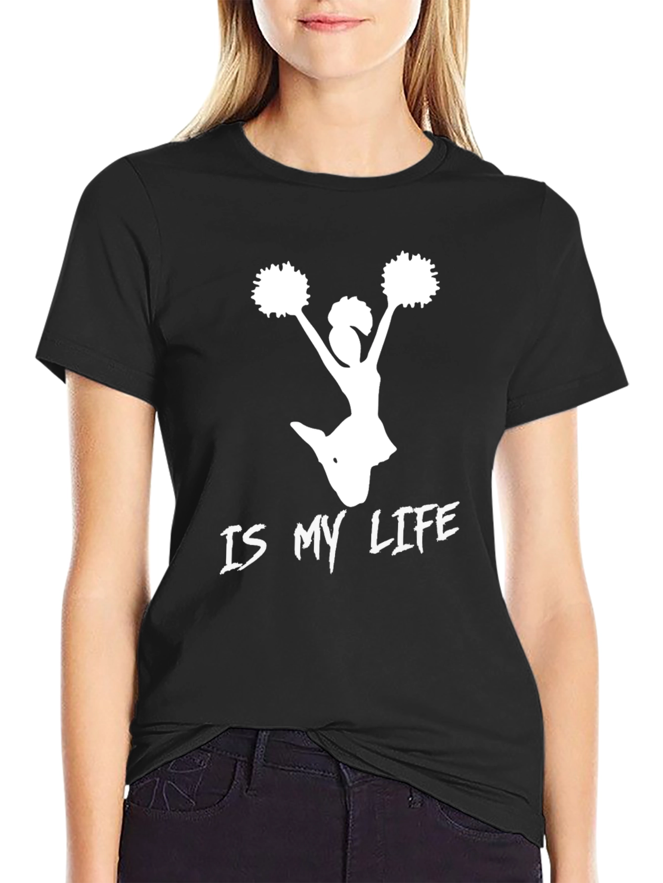 Cheerleader Is My Life T-Shirt - Black
