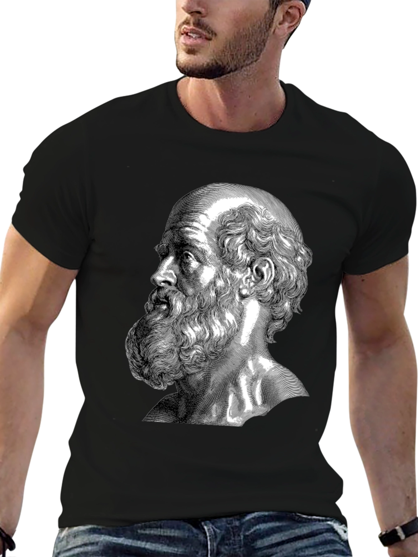 Philosopher Portrait Graphic Tee - Classic Black