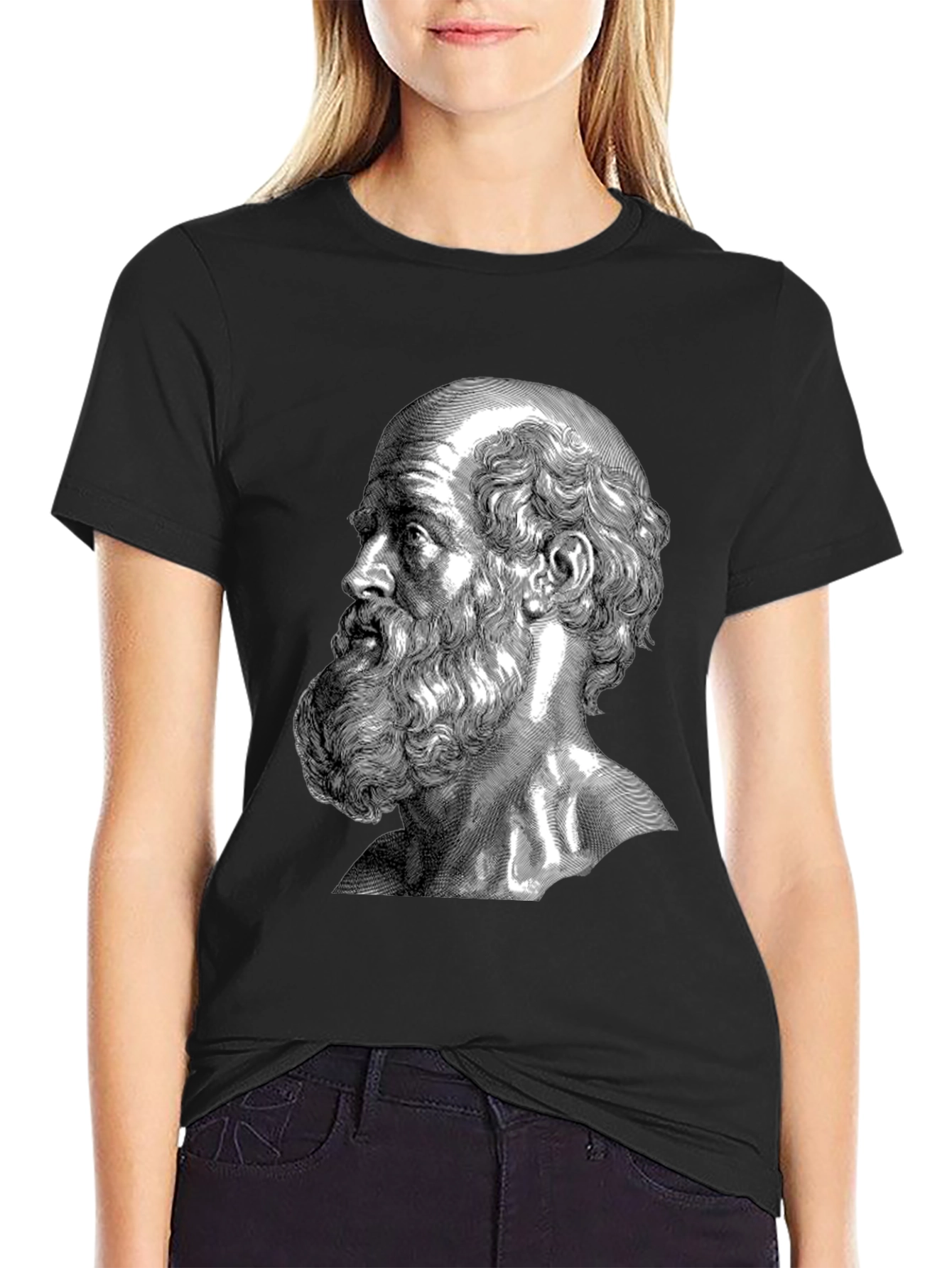 Philosopher Portrait Graphic Tee - Classic Black