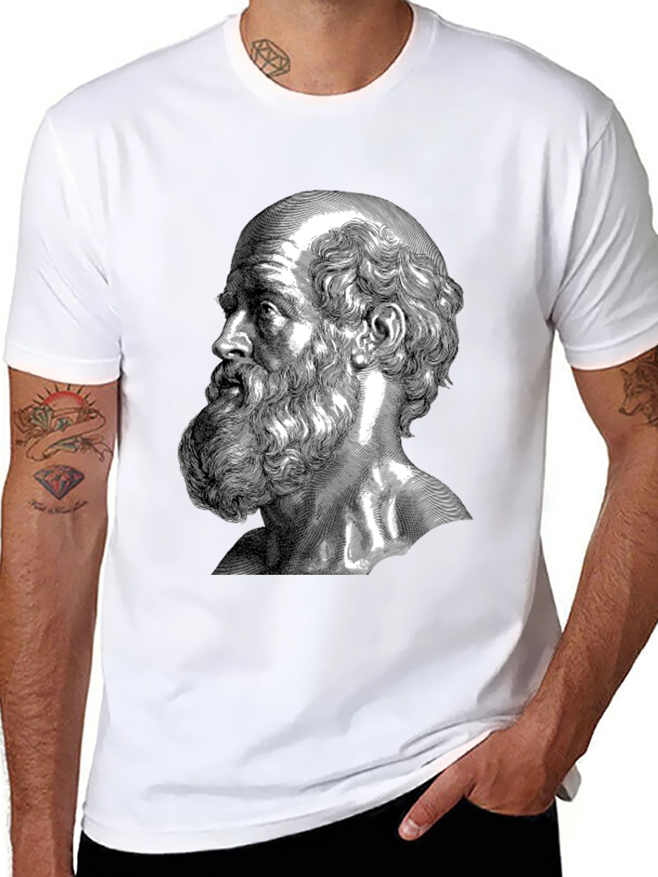Philosopher Portrait Graphic Tee - Classic Black