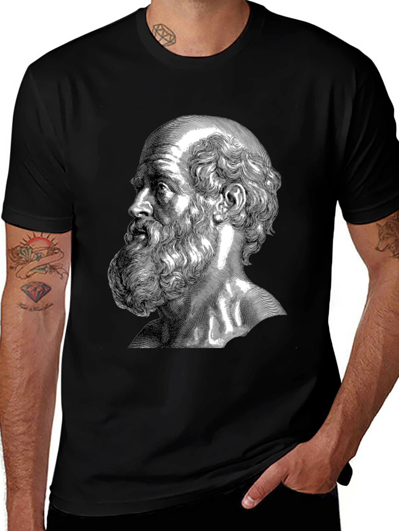 Philosopher Portrait Graphic Tee - Classic Black