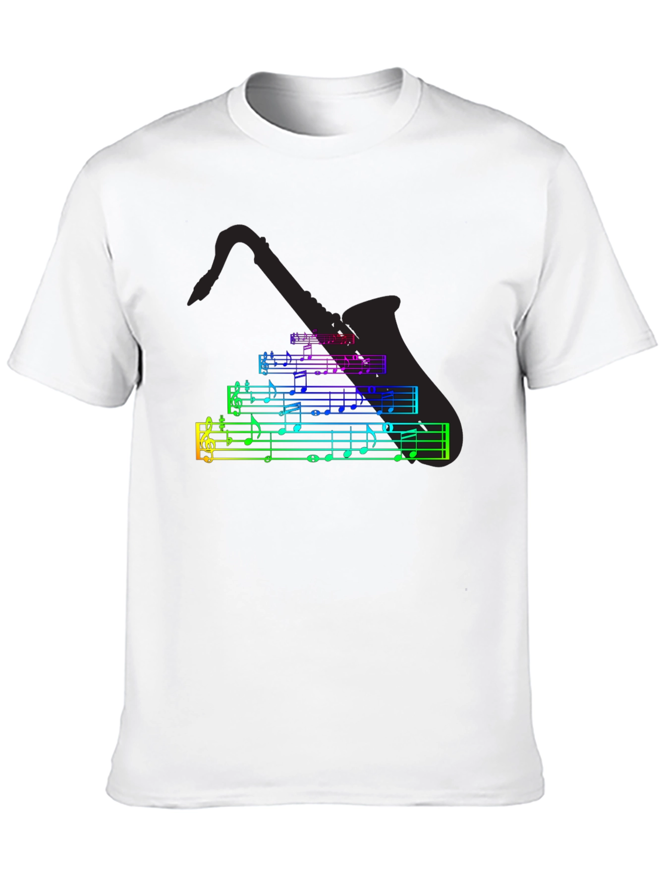 Music Notes Saxophone T-Shirt - Black Cotton Tee