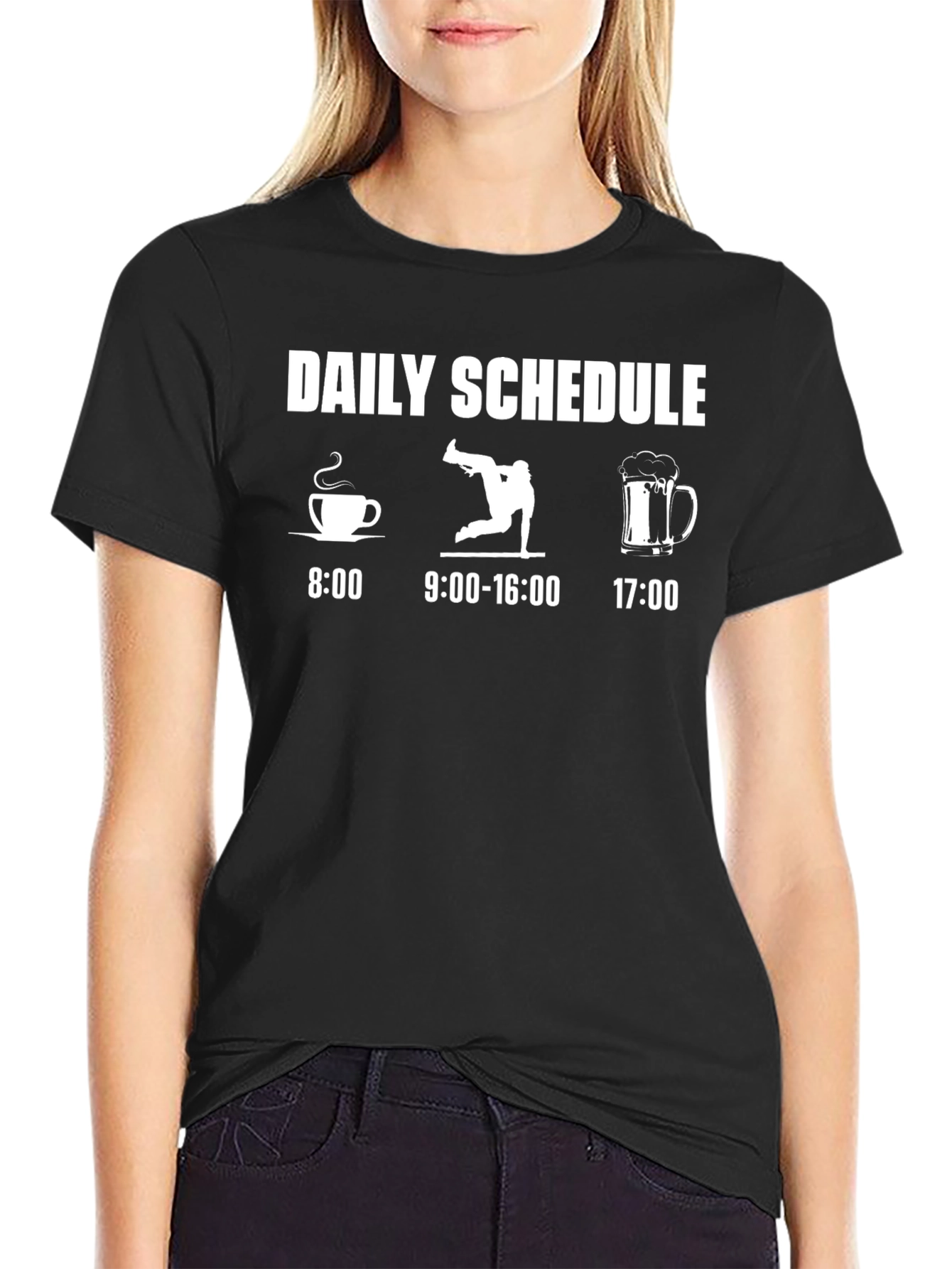 Daily Schedule T-Shirt: Coffee Breakdance Beer