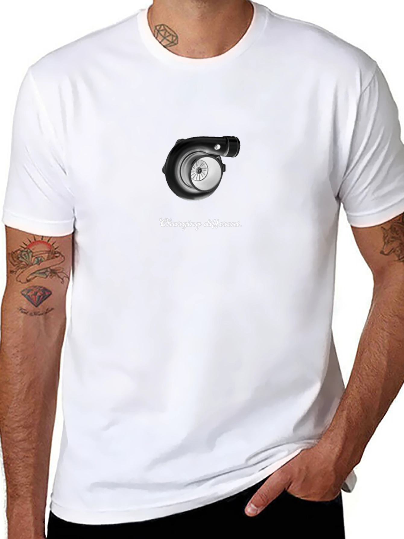 Charging Different T-Shirt - Black Turbo Design