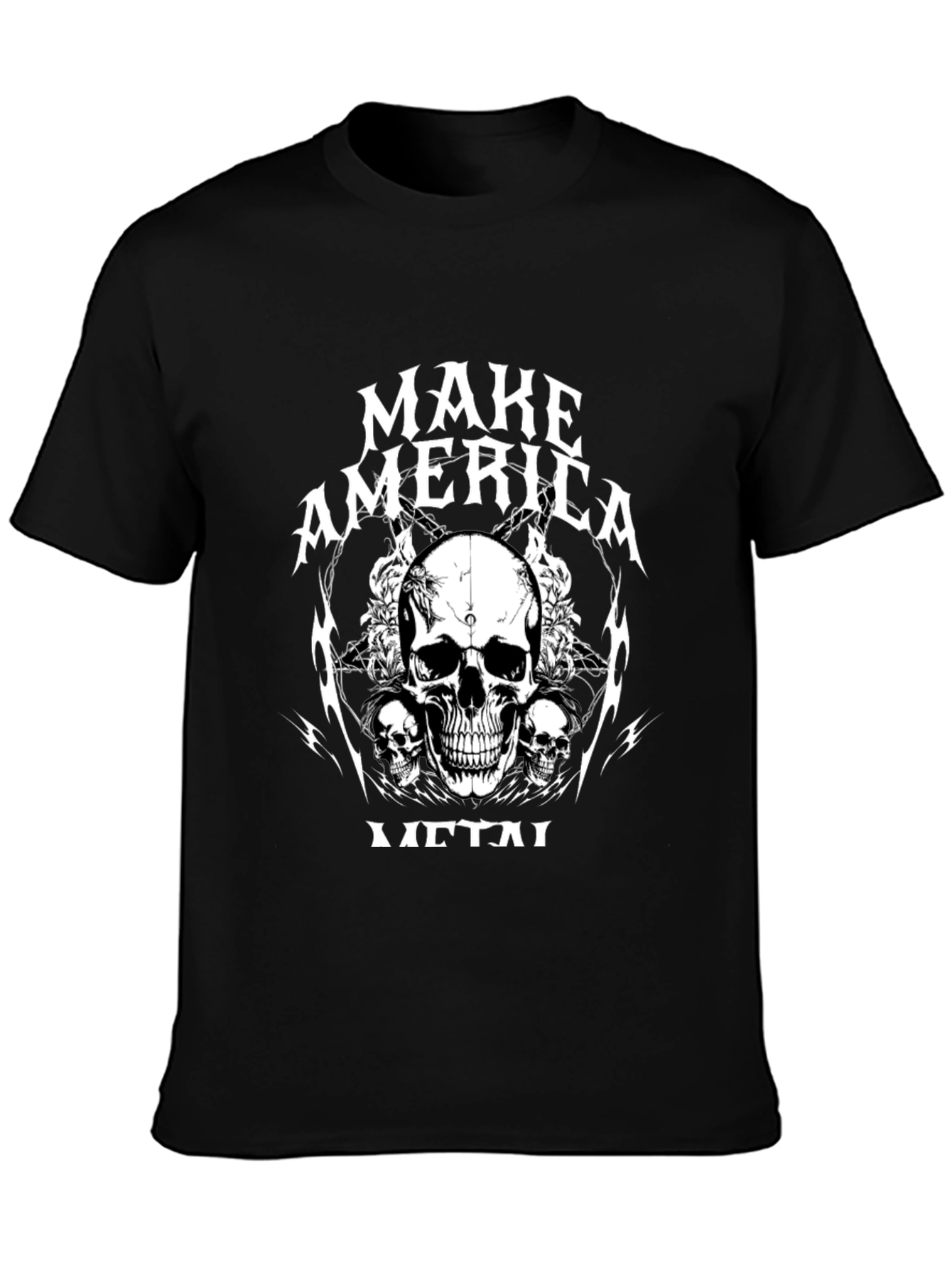 Make America Metal Skull Graphic Black T-Shirt