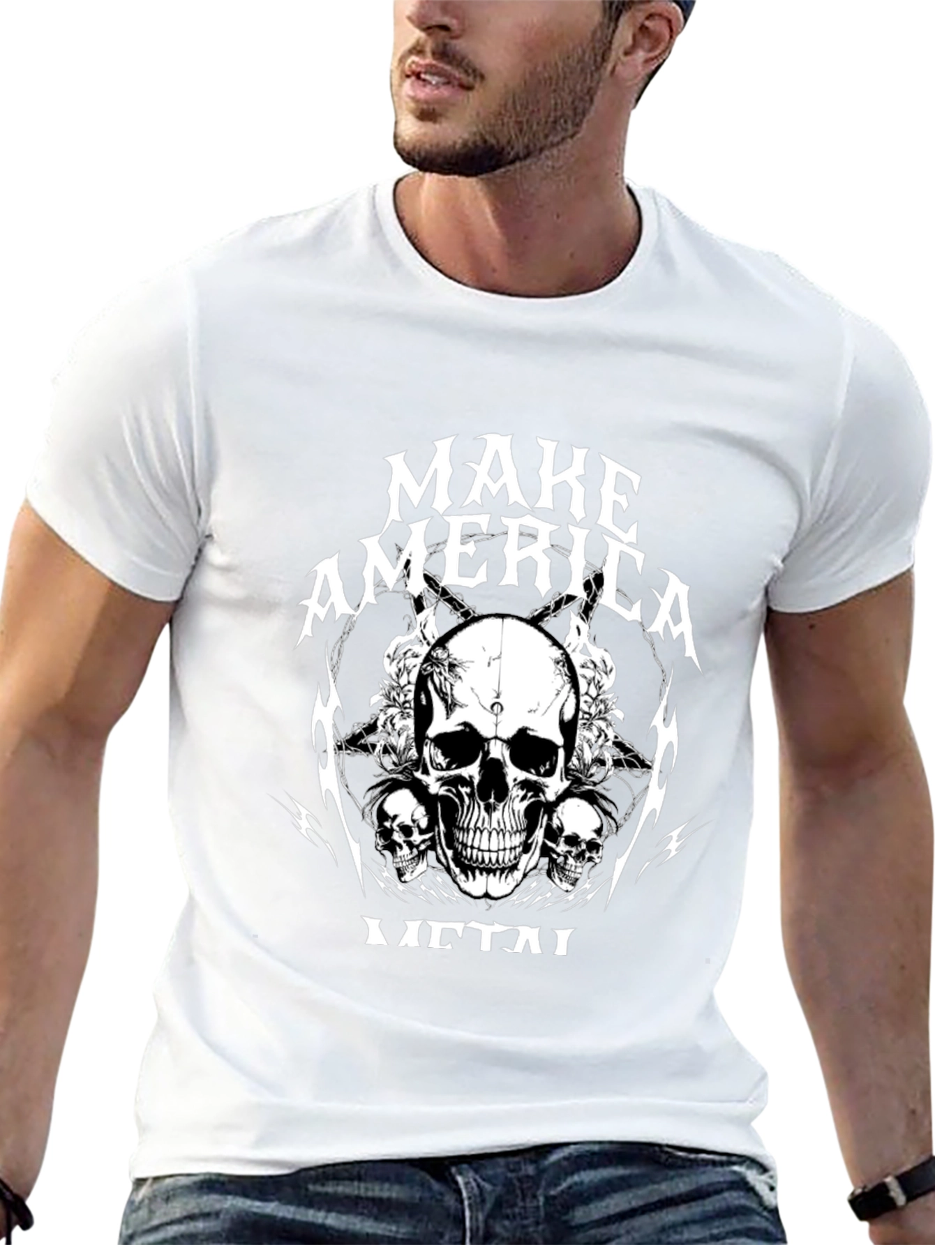 Make America Metal Skull Graphic Black T-Shirt