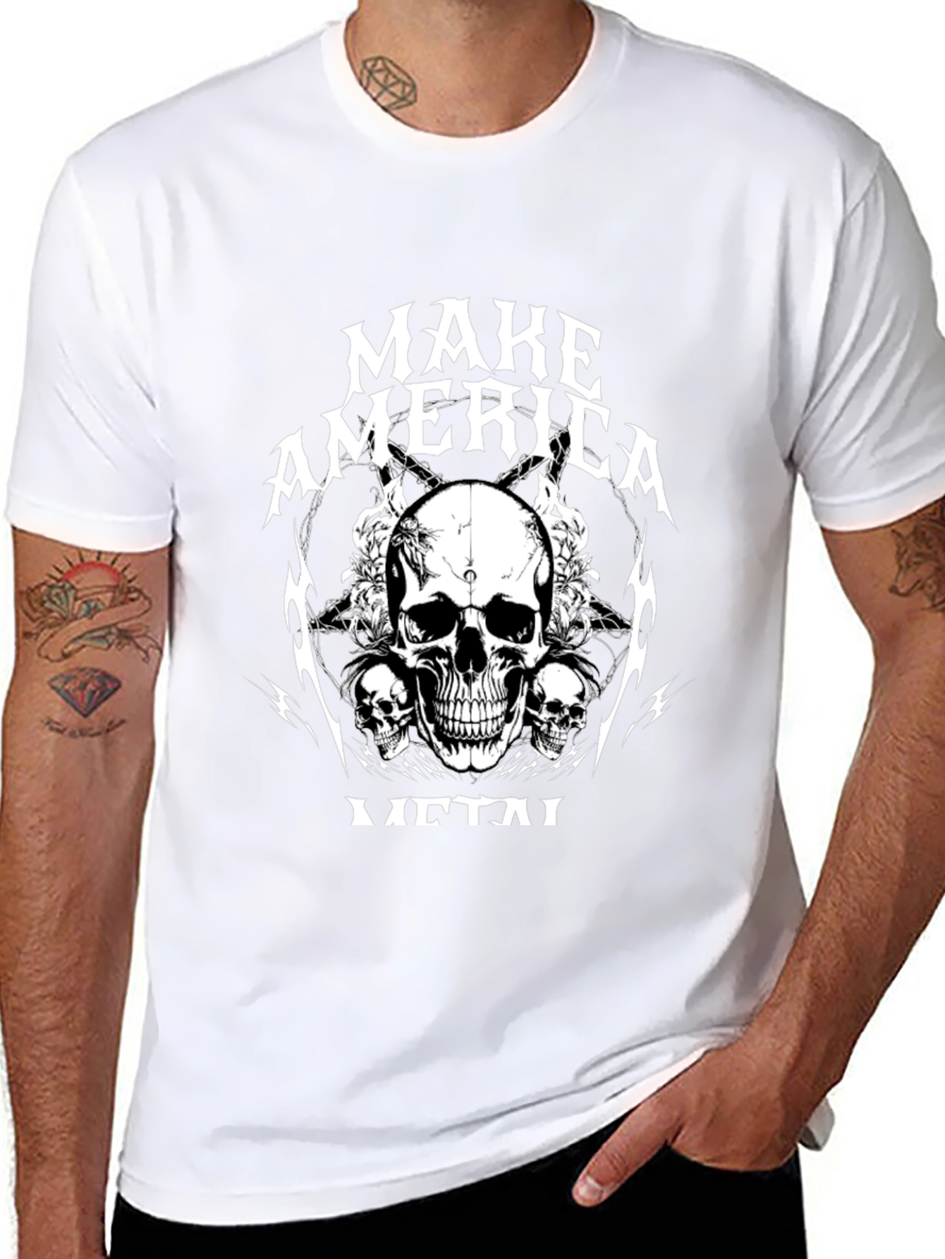 Make America Metal Skull Graphic Black T-Shirt