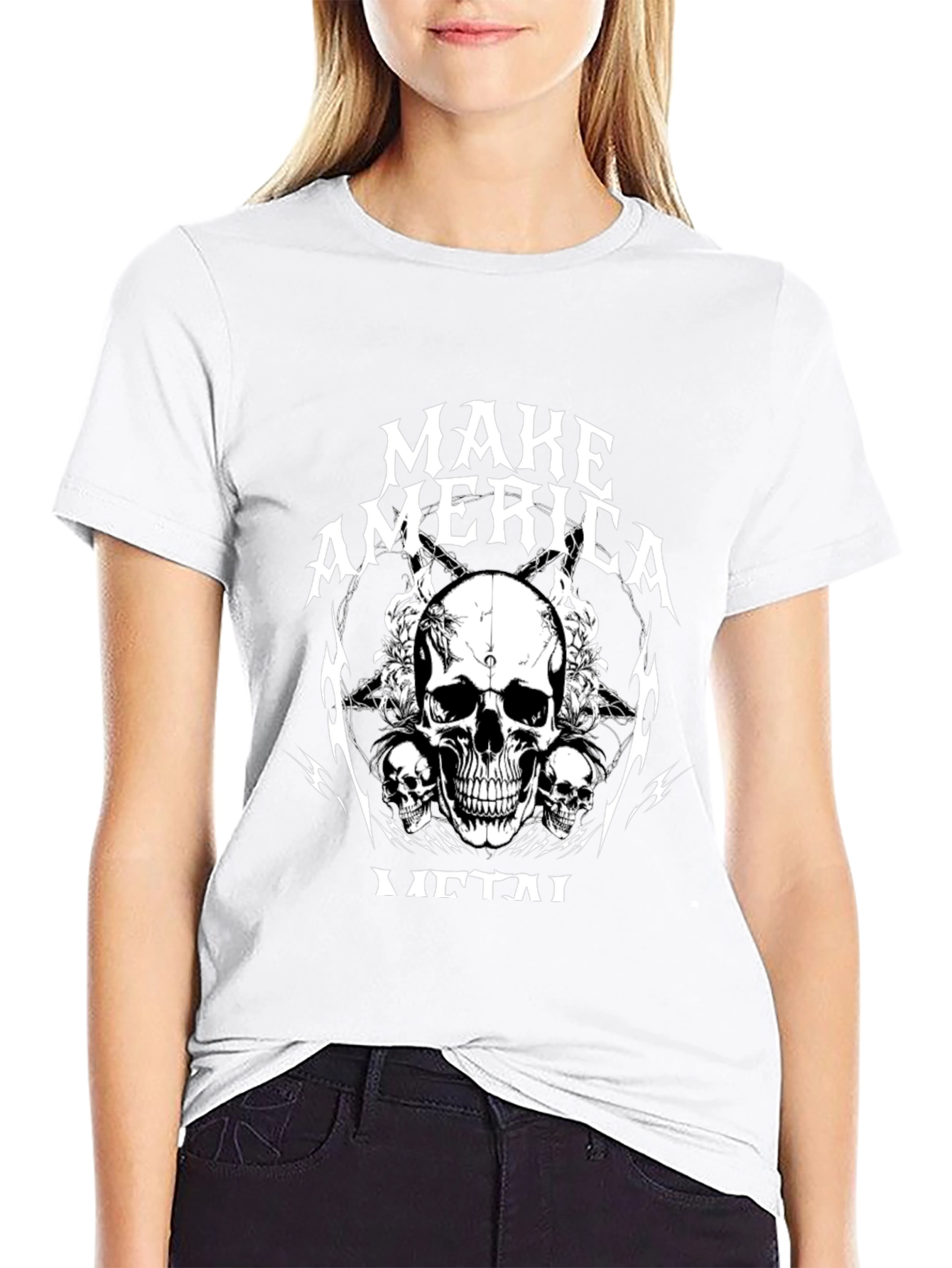 Make America Metal Skull Graphic Black T-Shirt