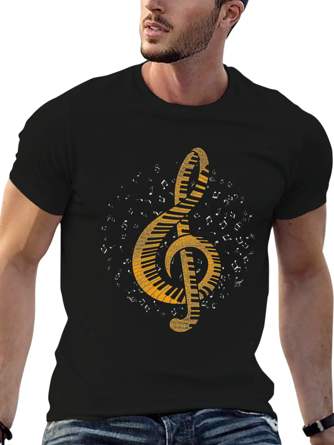Music Treble Clef Piano Keys Graphic Tee