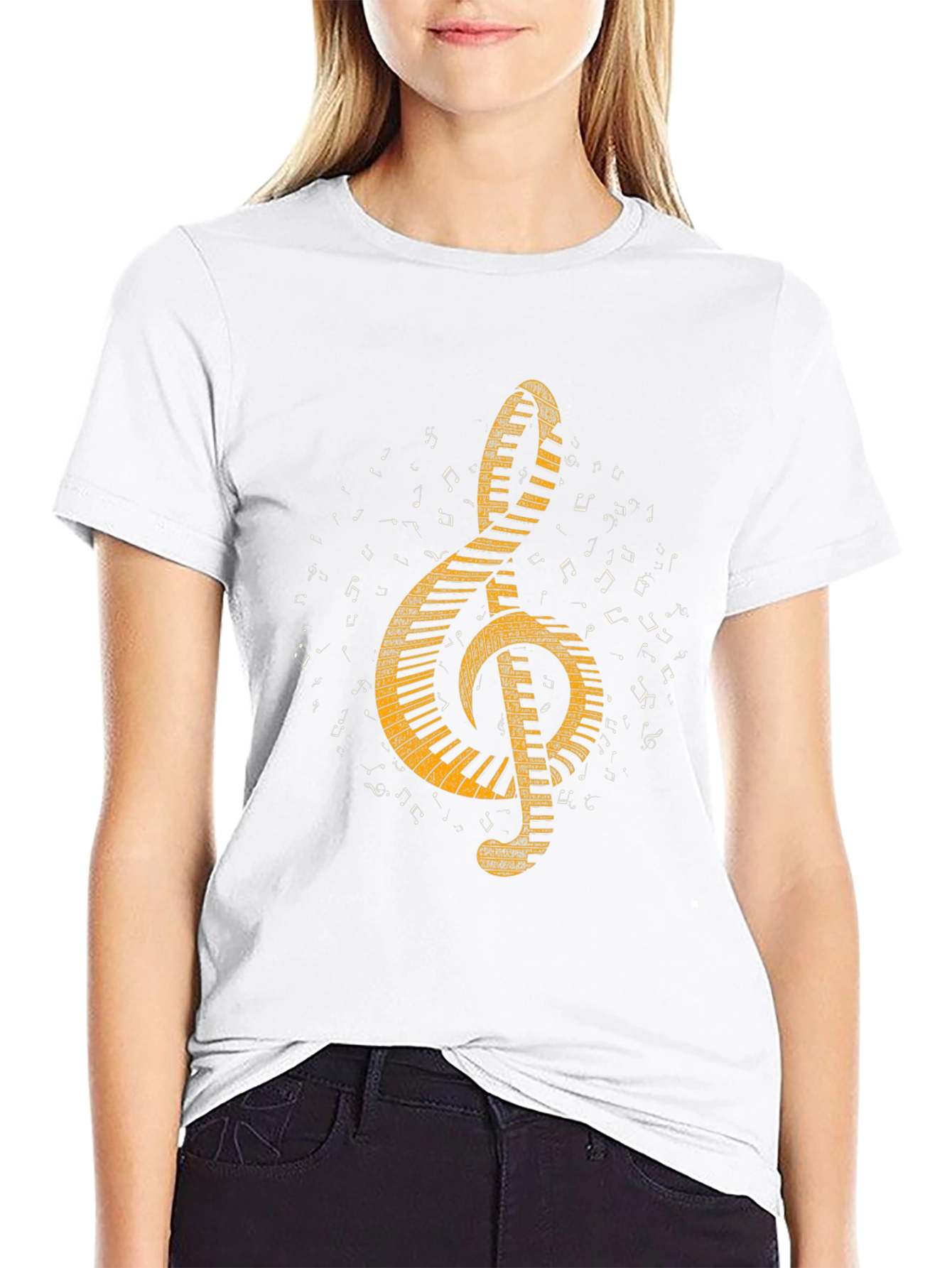 Music Treble Clef Piano Keys Graphic Tee