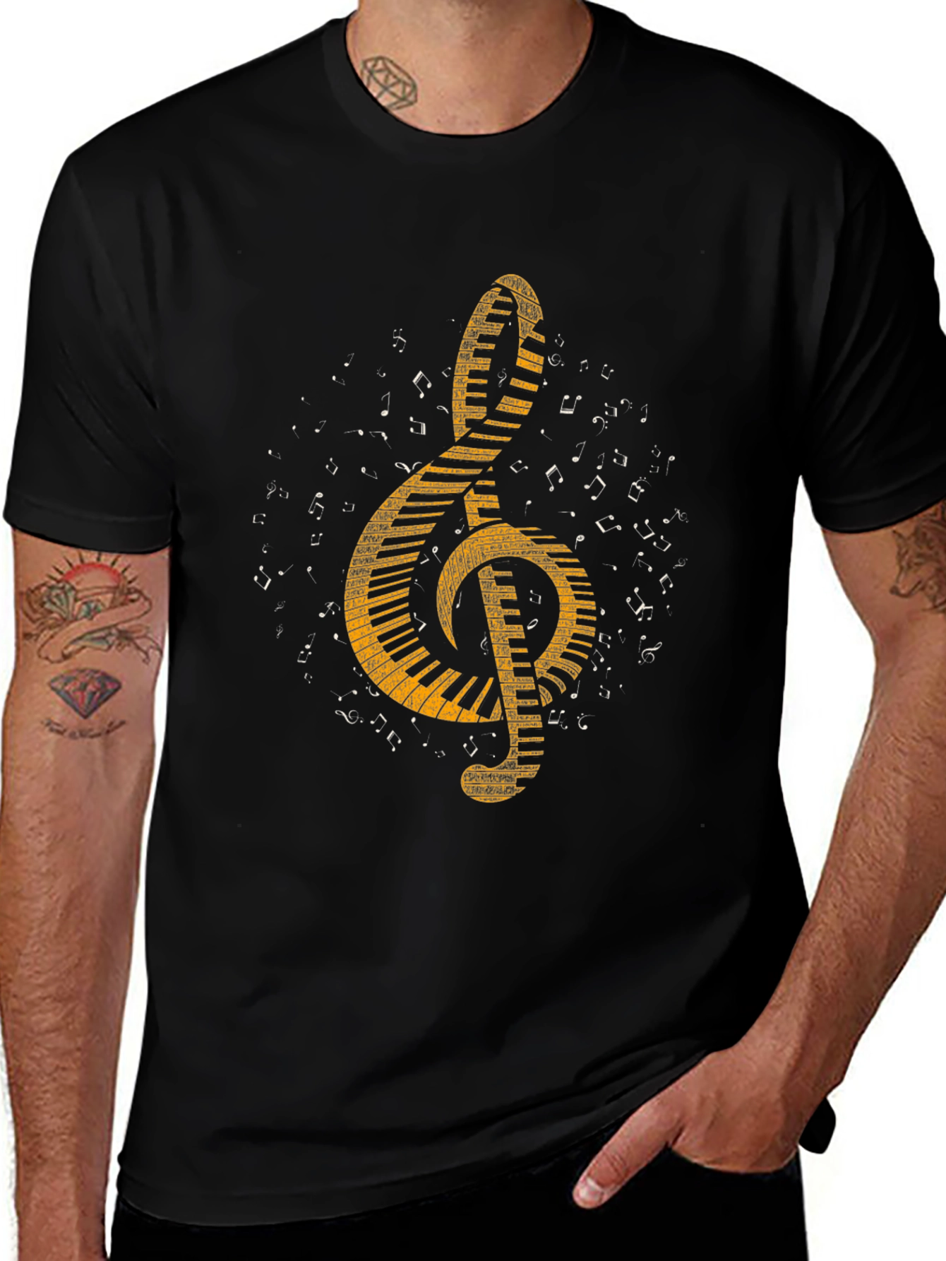 Music Treble Clef Piano Keys Graphic Tee