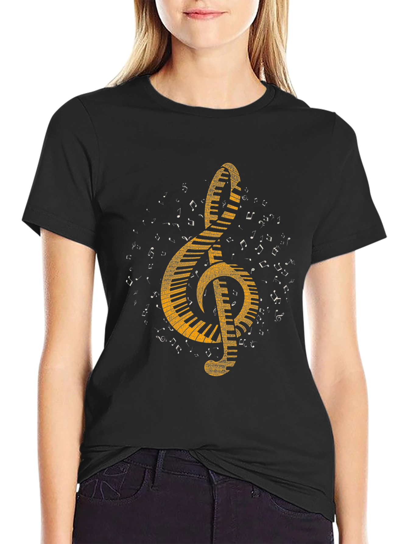 Music Treble Clef Piano Keys Graphic Tee