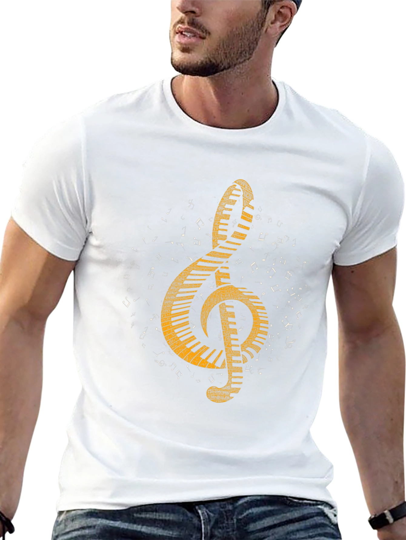Music Treble Clef Piano Keys Graphic Tee