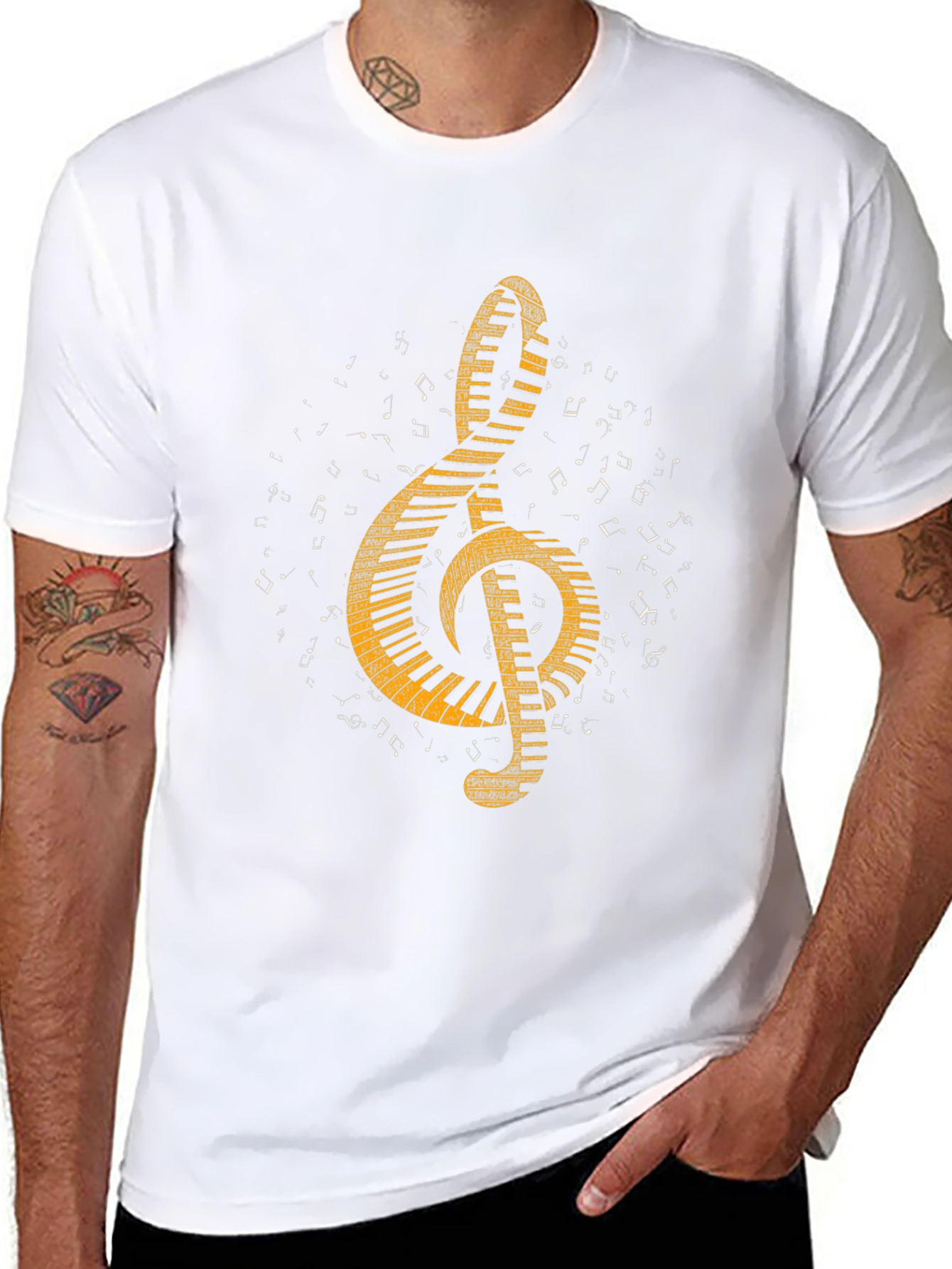 Music Treble Clef Piano Keys Graphic Tee