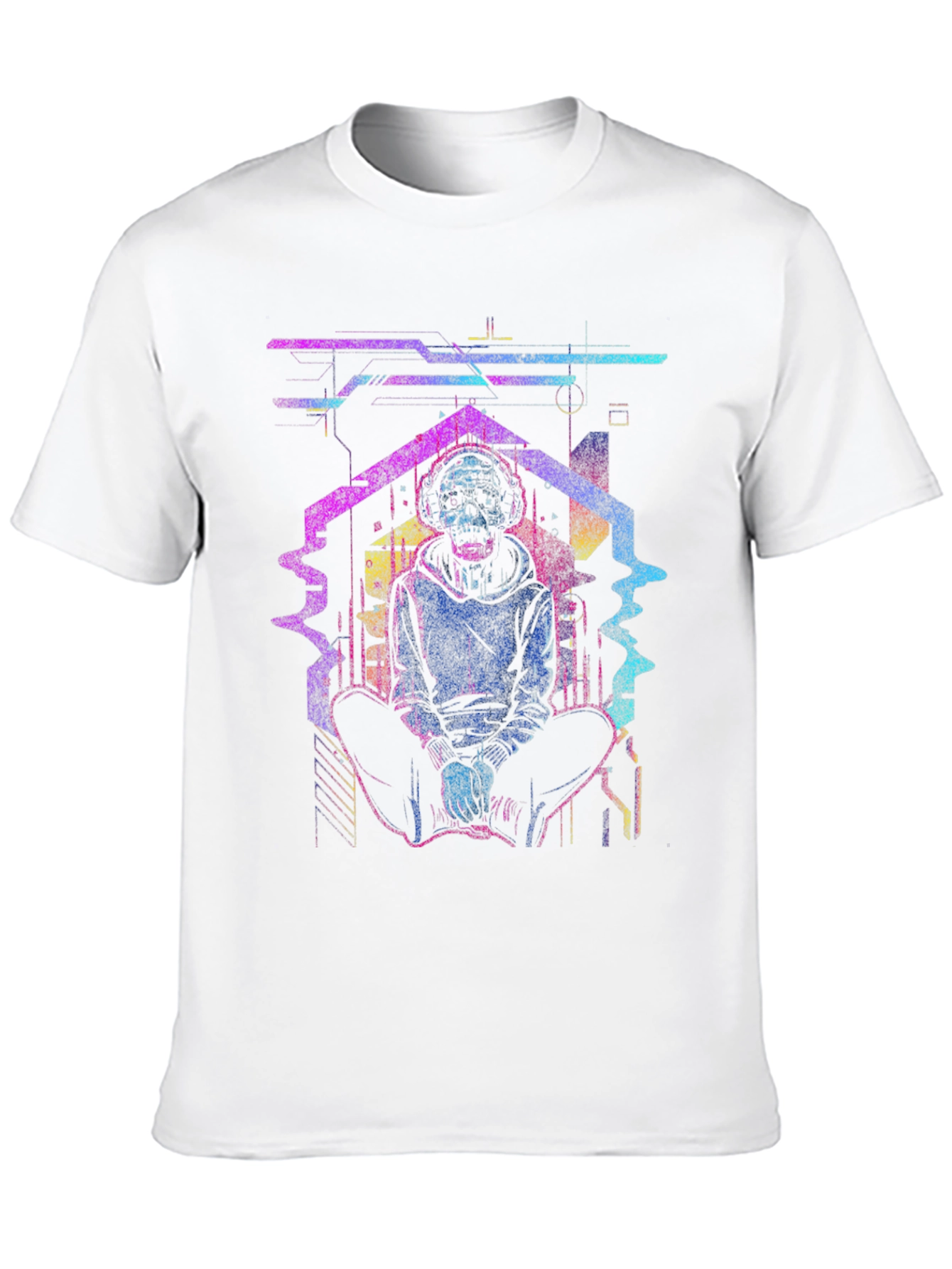 Cyberpunk Skull Graphic Tee - Black
