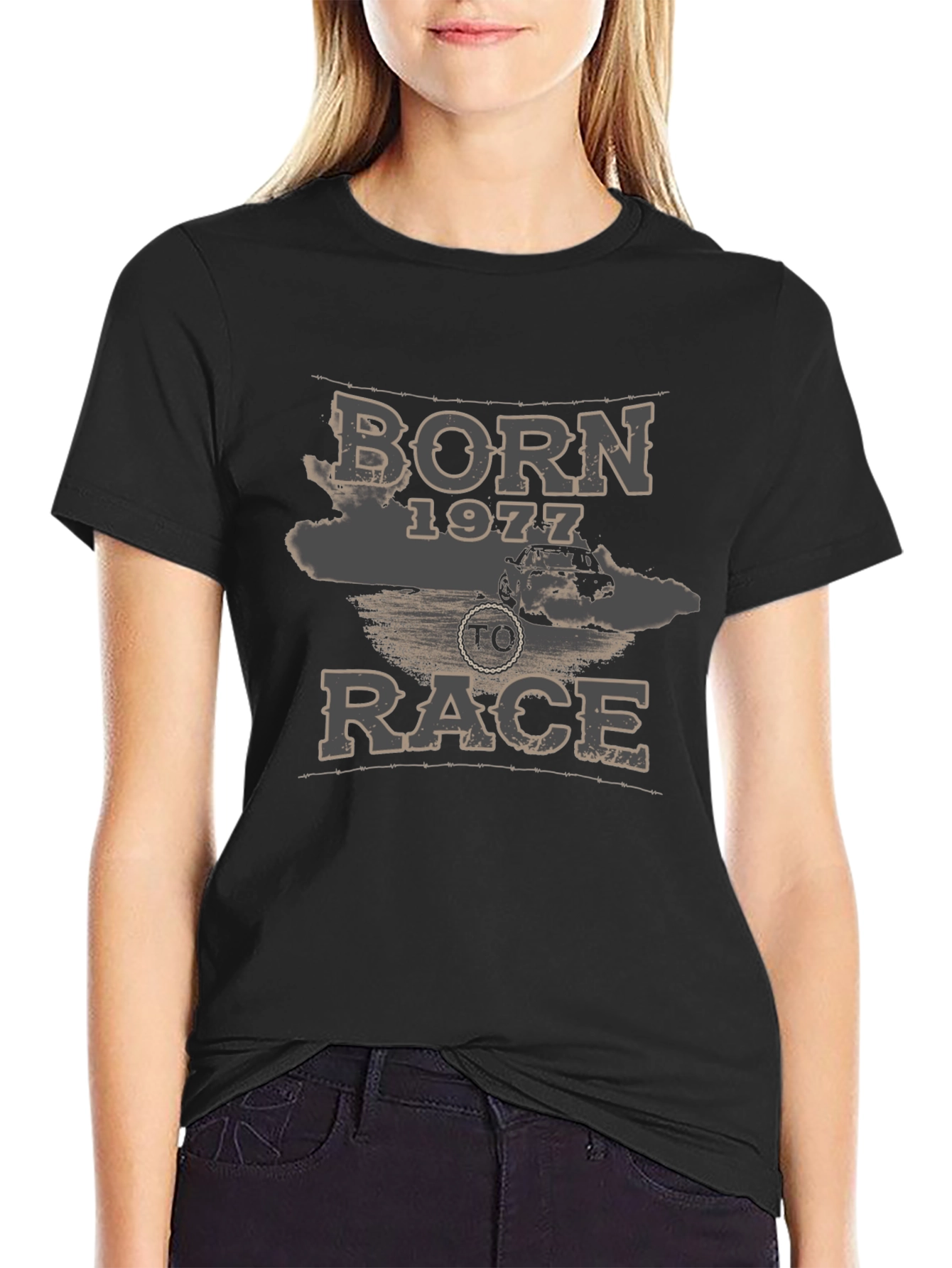 Born 1977 To Race Graphic Tee - Black