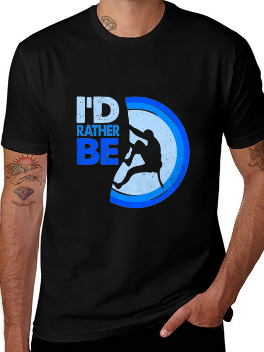Climbing T-Shirt: Id Rather Be Climbing - Black Cotton Tee