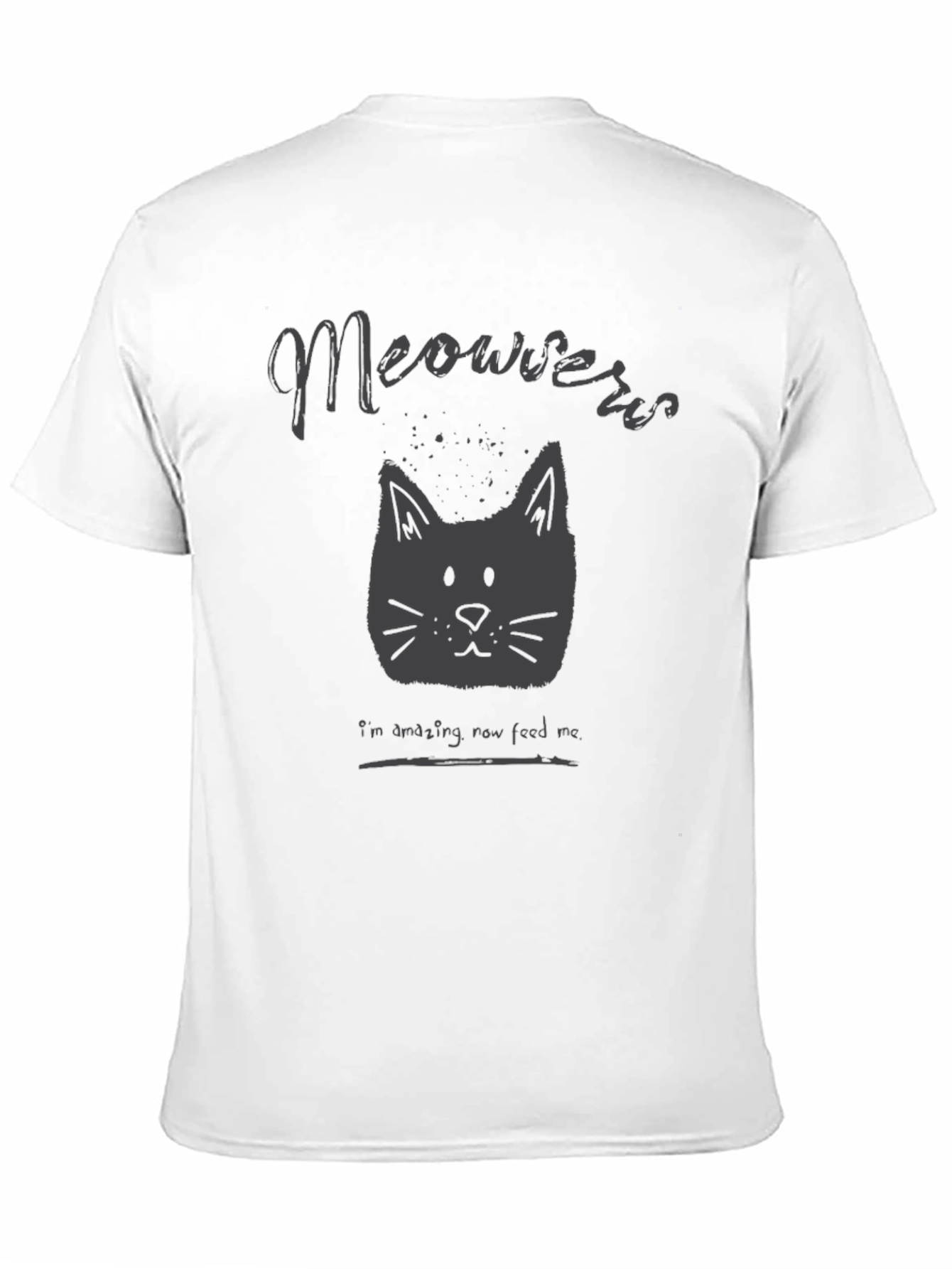 Meowers Cat Graphic Tee - Black Crew Neck T-Shirt