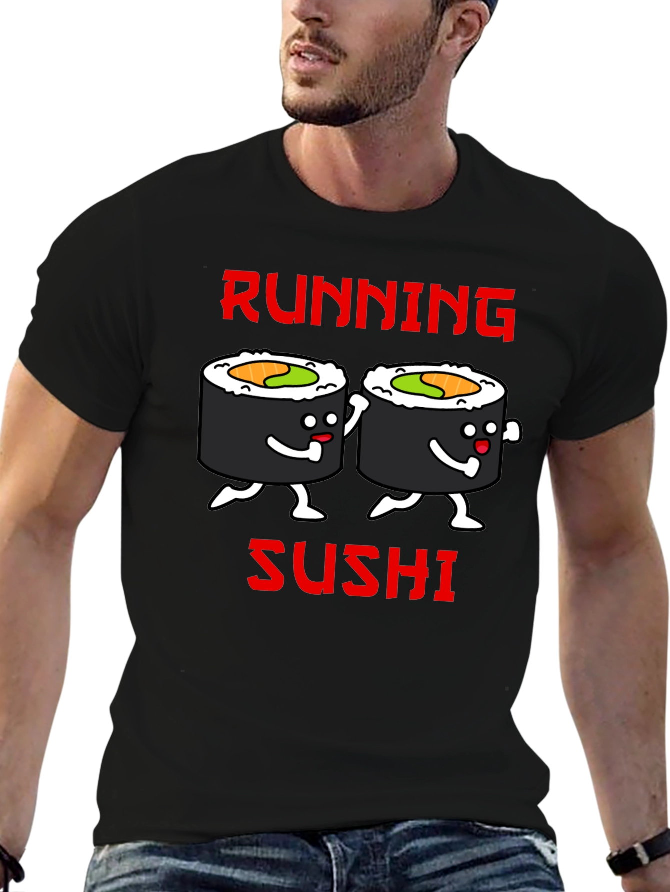Running Sushi Graphic T-Shirt - Black