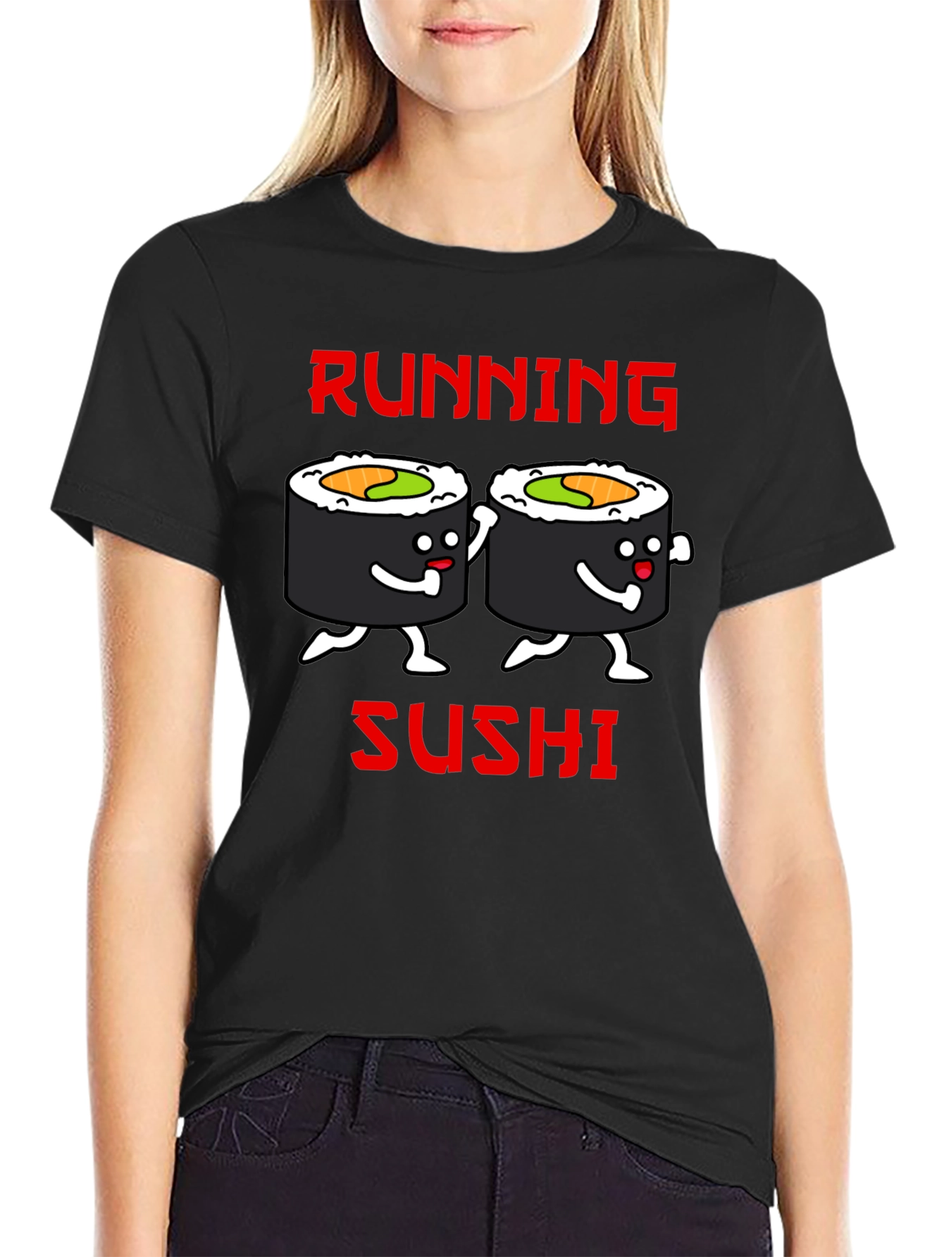 Running Sushi Graphic T-Shirt - Black