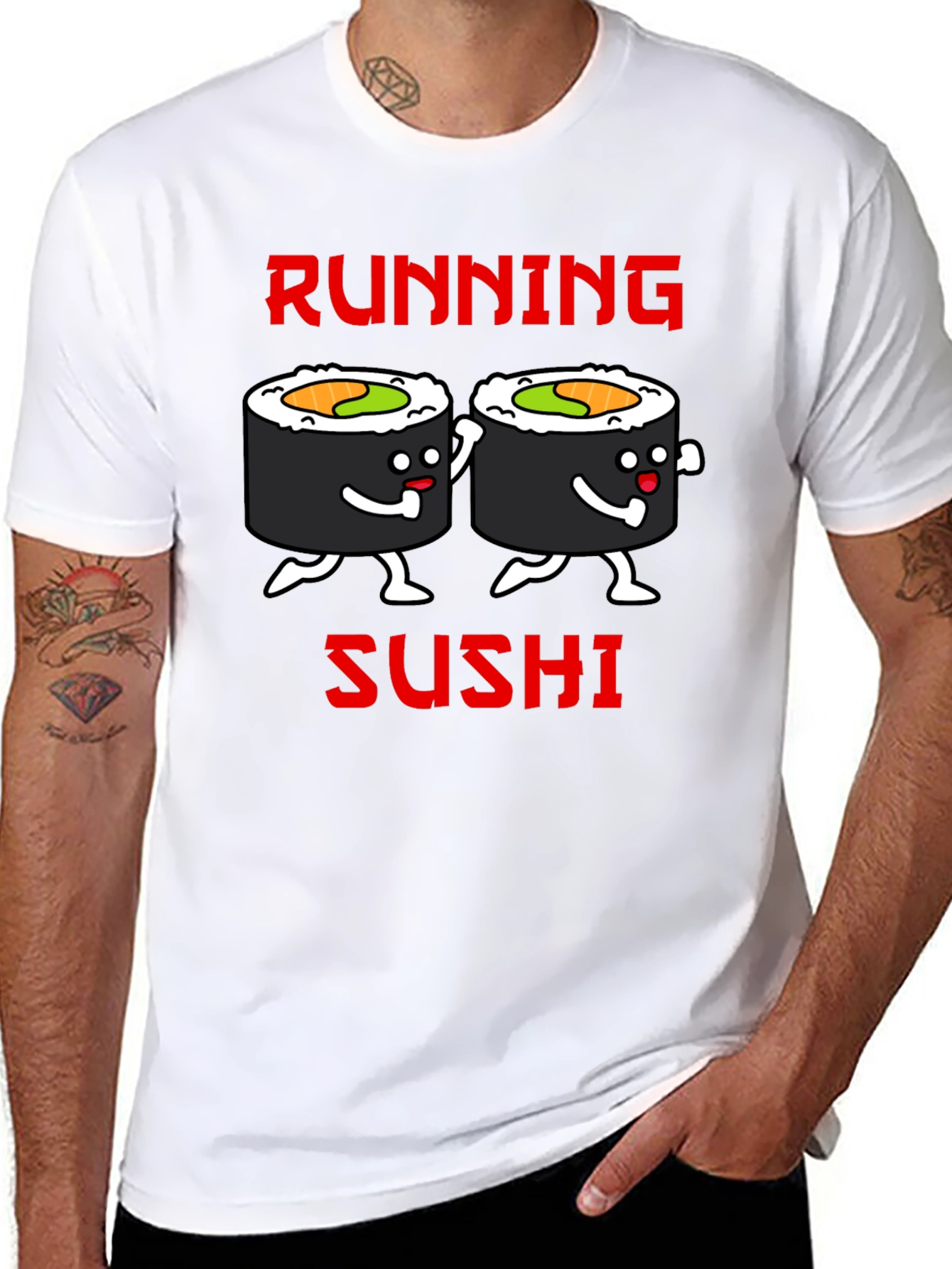 Running Sushi Graphic T-Shirt - Black
