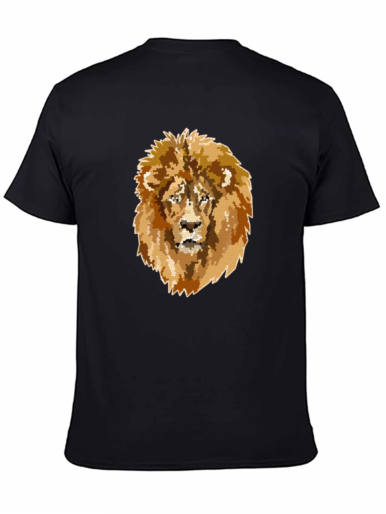 Lion Mosaic Graphic Print Black T-Shirt