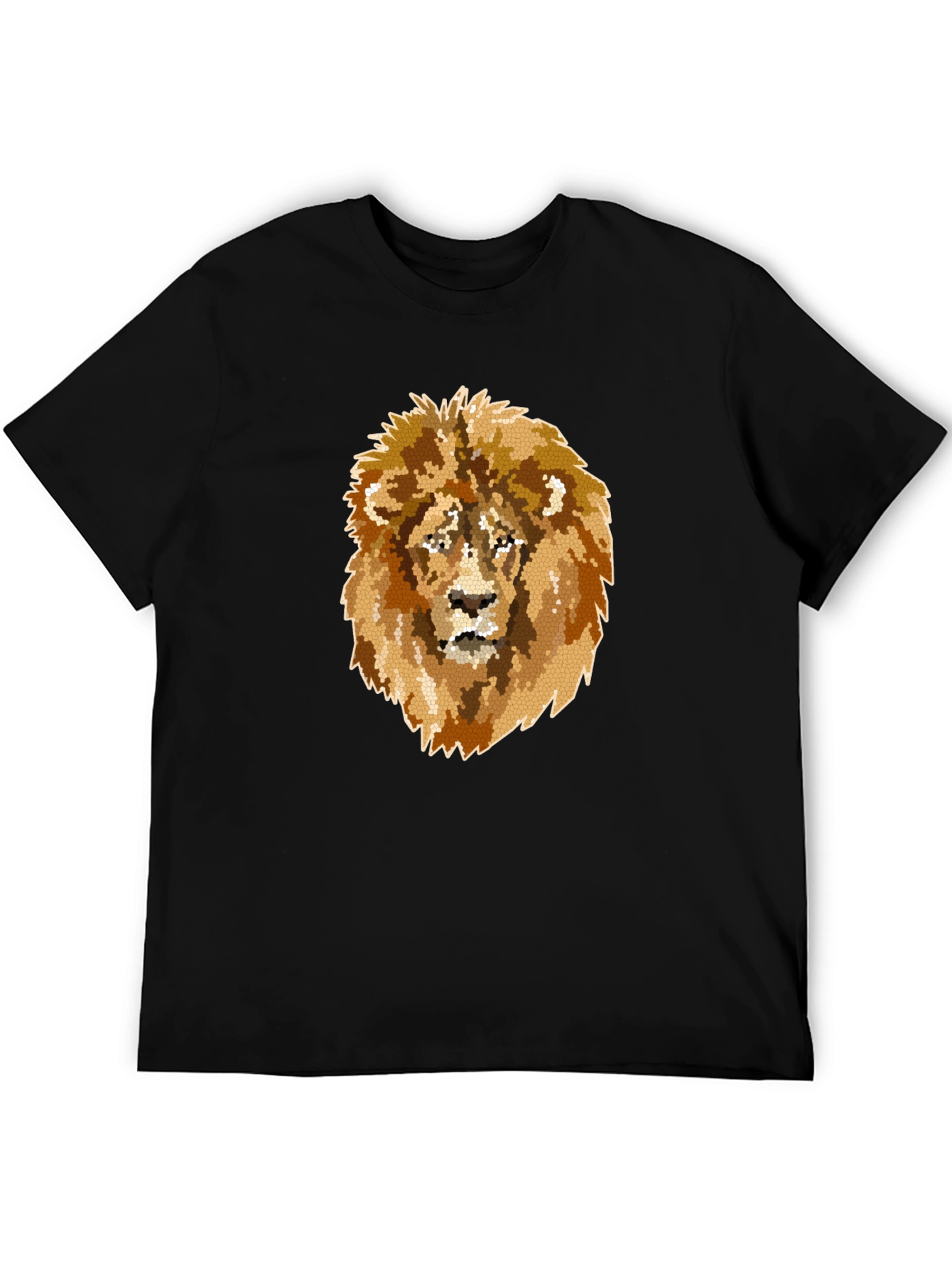 Lion Mosaic Graphic Print Black T-Shirt