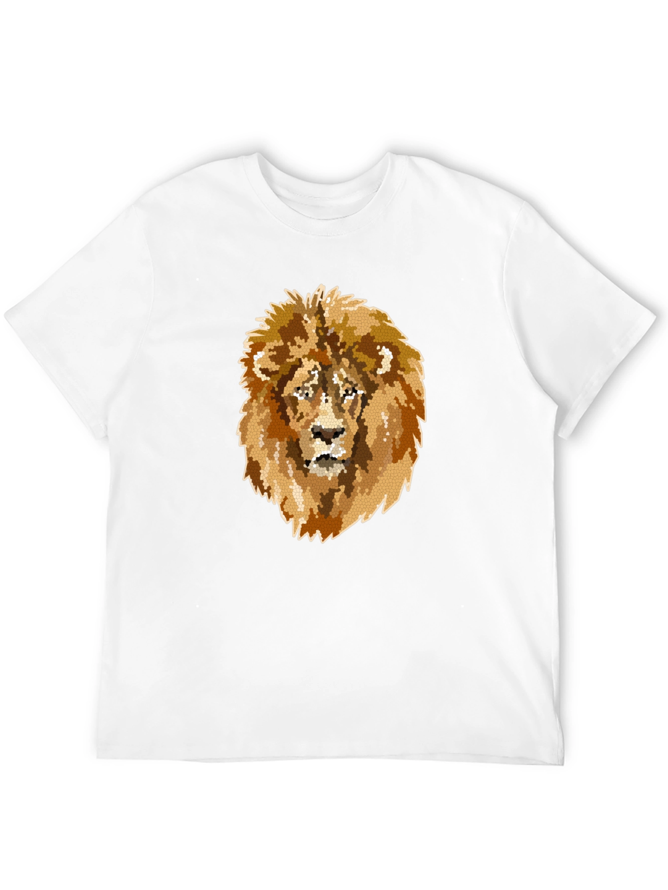 Lion Mosaic Graphic Print Black T-Shirt