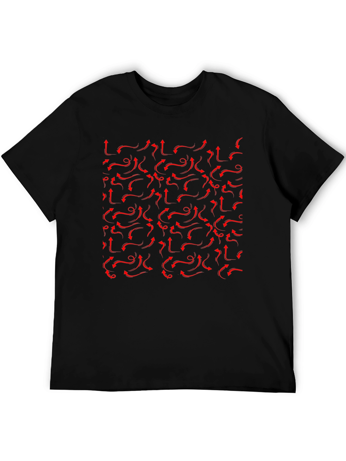 Red Arrows Pattern Black T-Shirt - Unique Design