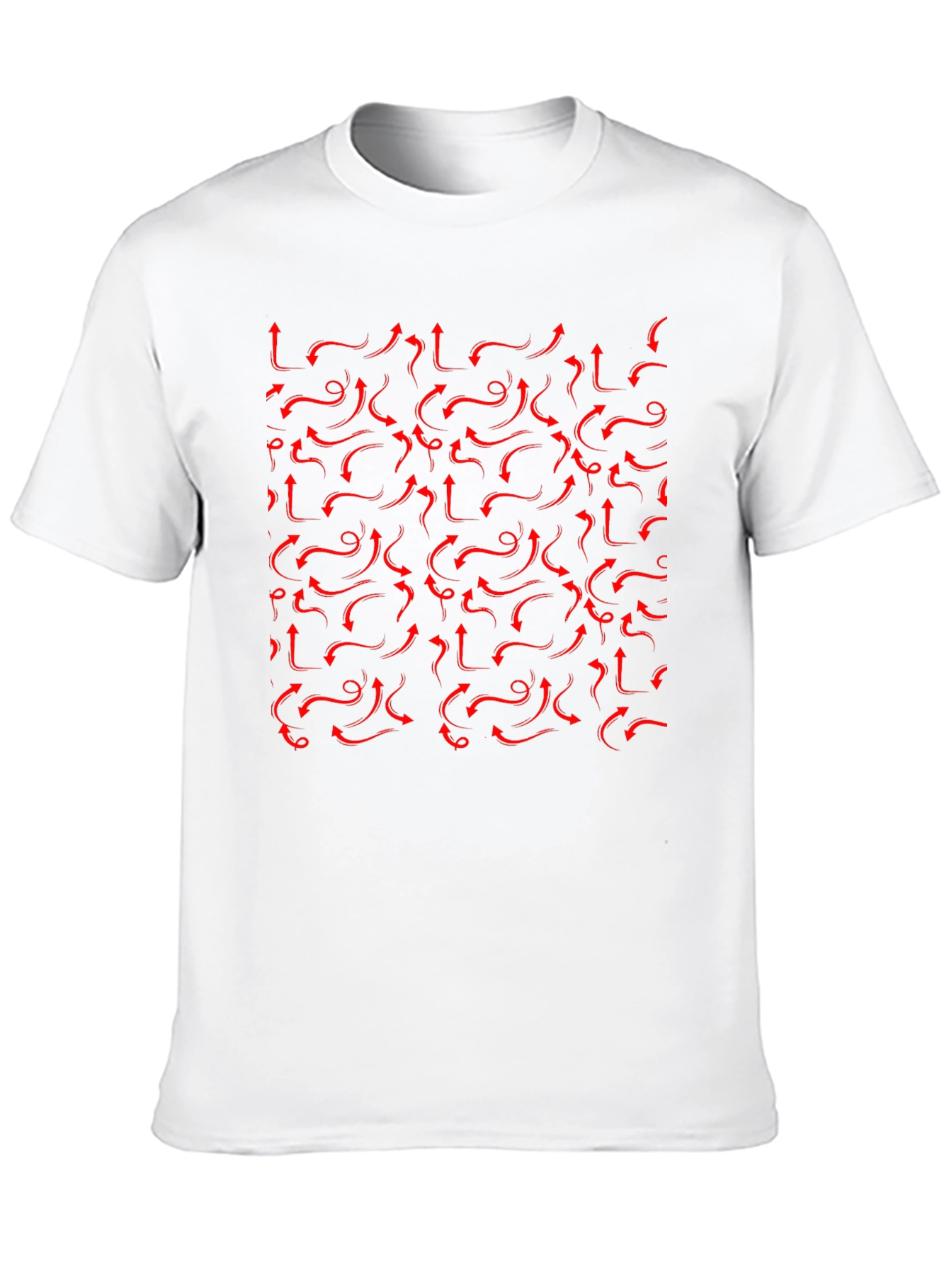 Red Arrows Pattern Black T-Shirt - Unique Design