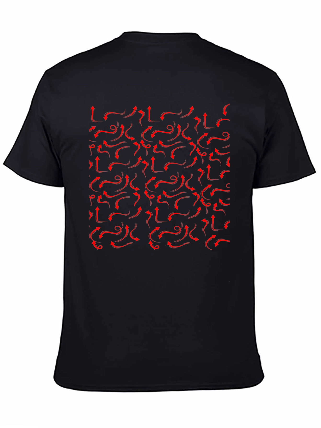 Red Arrows Pattern Black T-Shirt - Unique Design