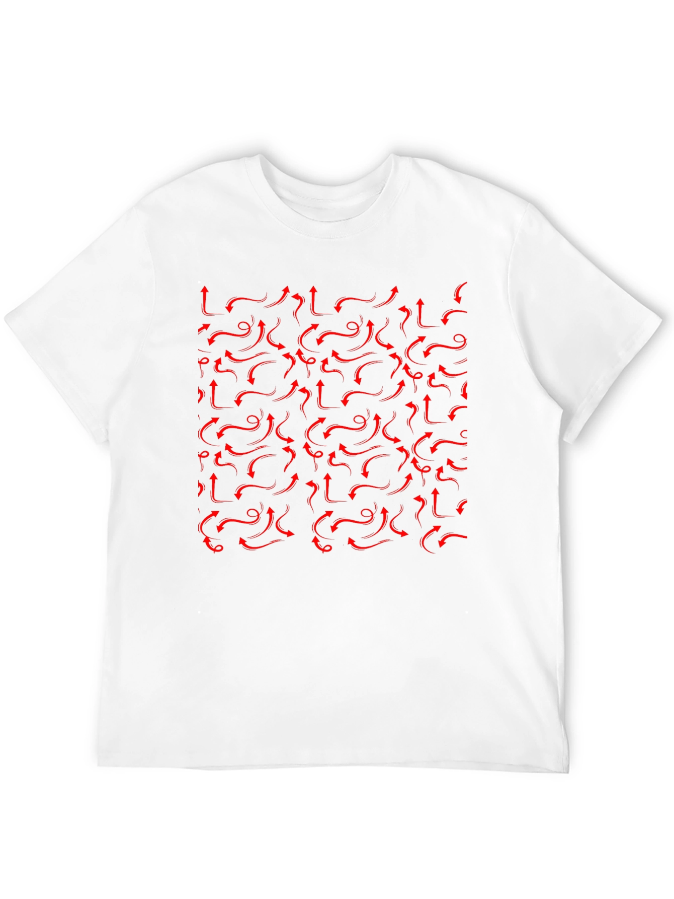Red Arrows Pattern Black T-Shirt - Unique Design