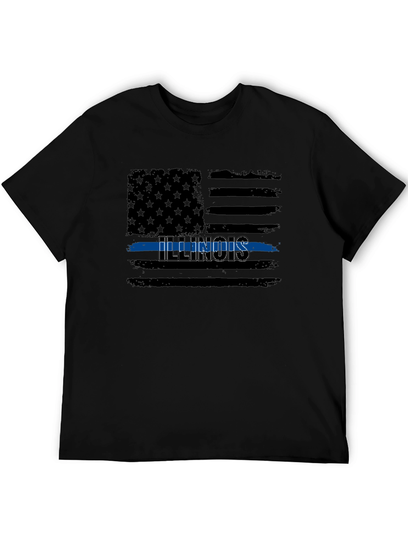Illinois Thin Blue Line American Flag Graphic T-Shirt