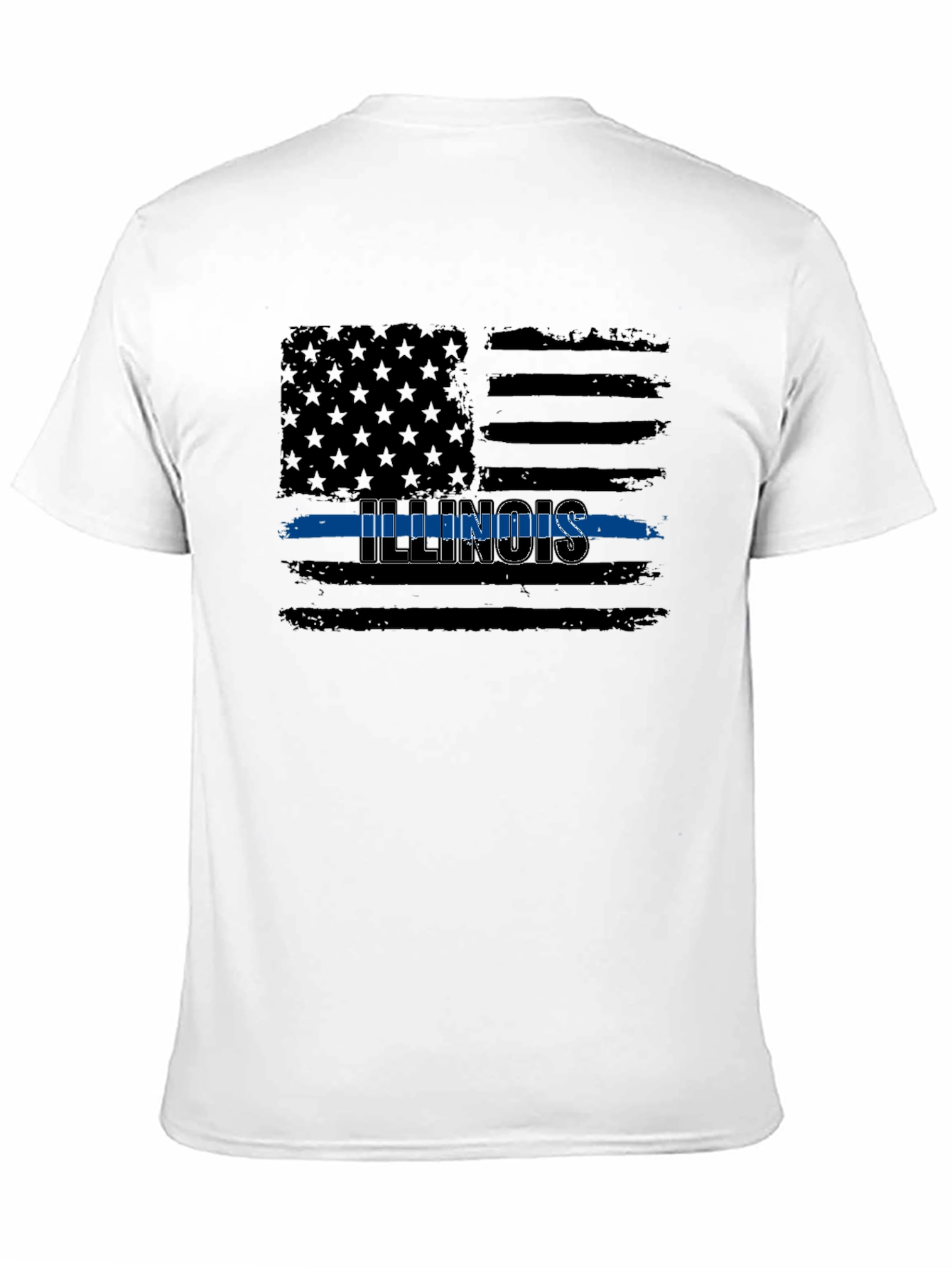 Illinois Thin Blue Line American Flag Graphic T-Shirt