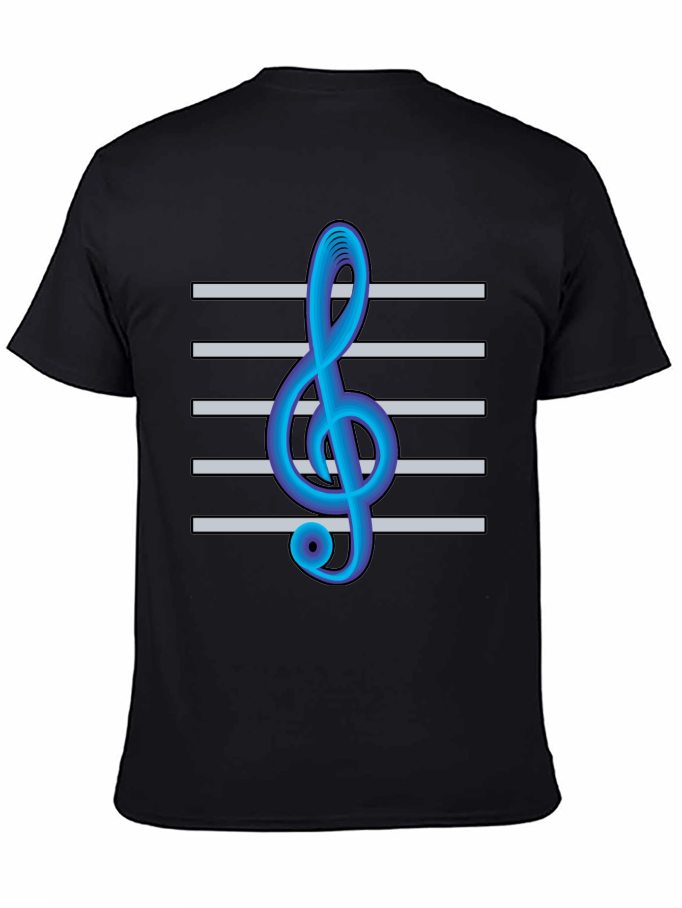 Musical Clef Graphic Tee - Black Cotton T-Shirt