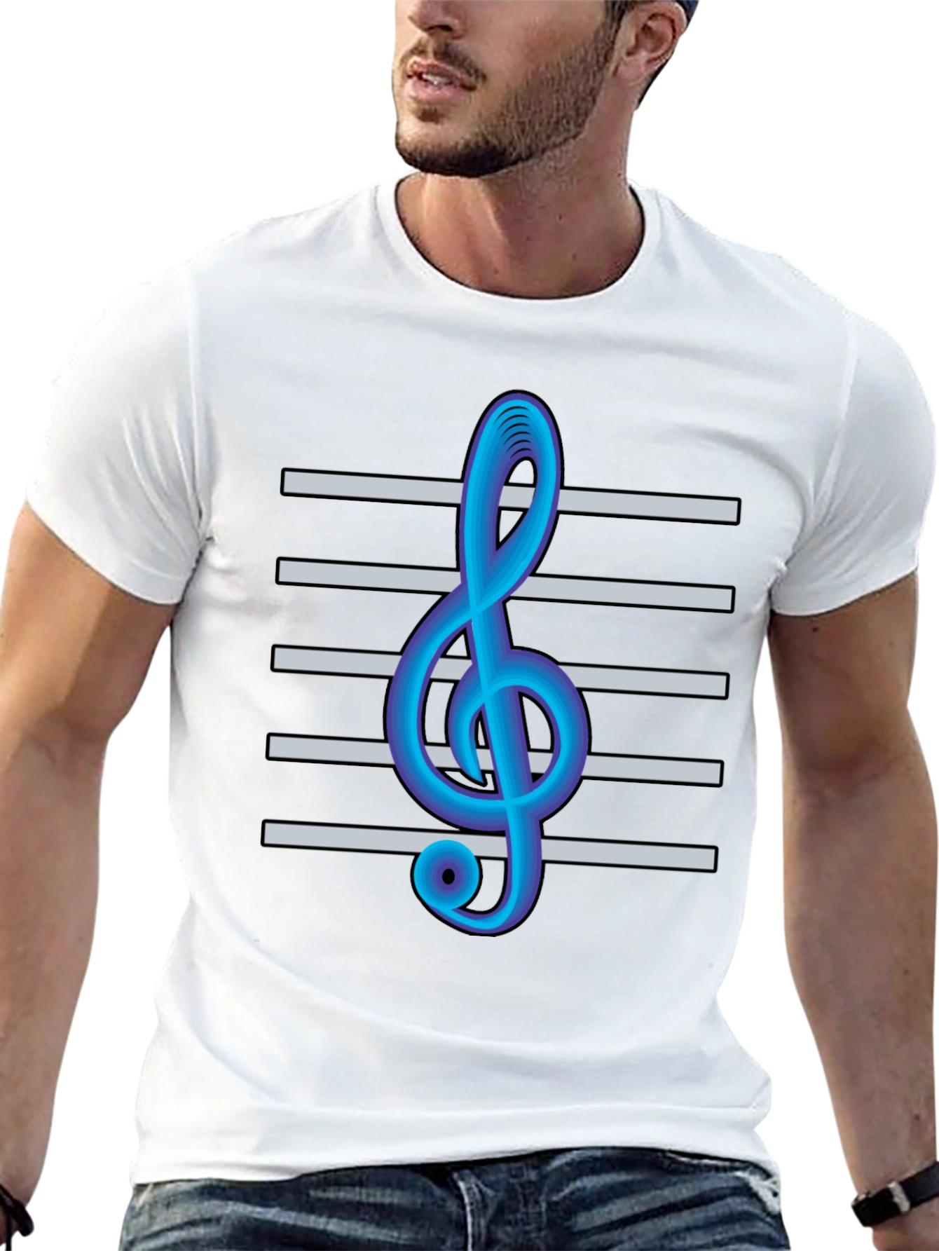 Musical Clef Graphic Tee - Black Cotton T-Shirt